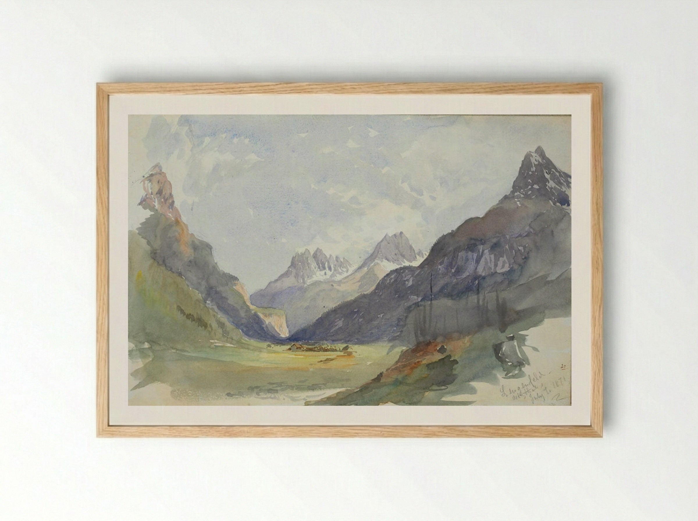 Mountain Landscape, Längenfeld, Oetzthal - John Singer Sargent - Framed Print Wood
