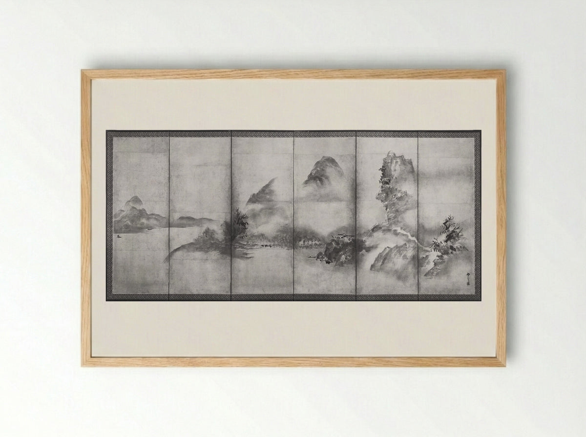 Mountain Landscape, River Landscape - Shūgetsu Tōkan - Framed Print Wood