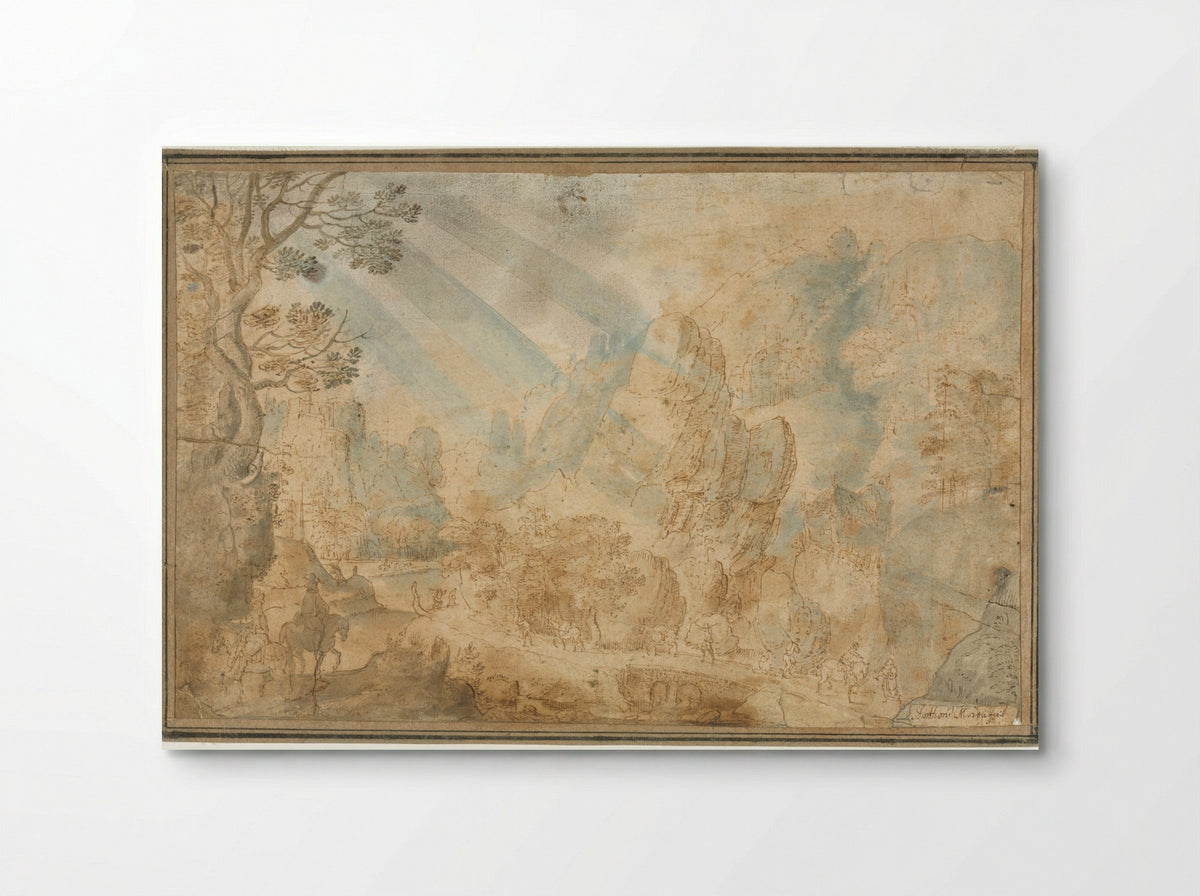 Mountain Landscape with Figures - Anton Mirou - Poster
