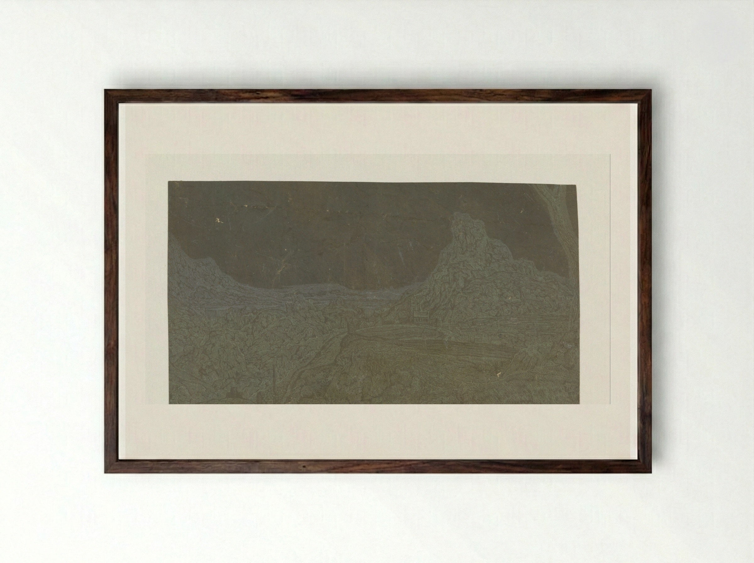 Mountain Landscape with a Crest, Second Version - Hercules Segers - Framed Print Dark Wood