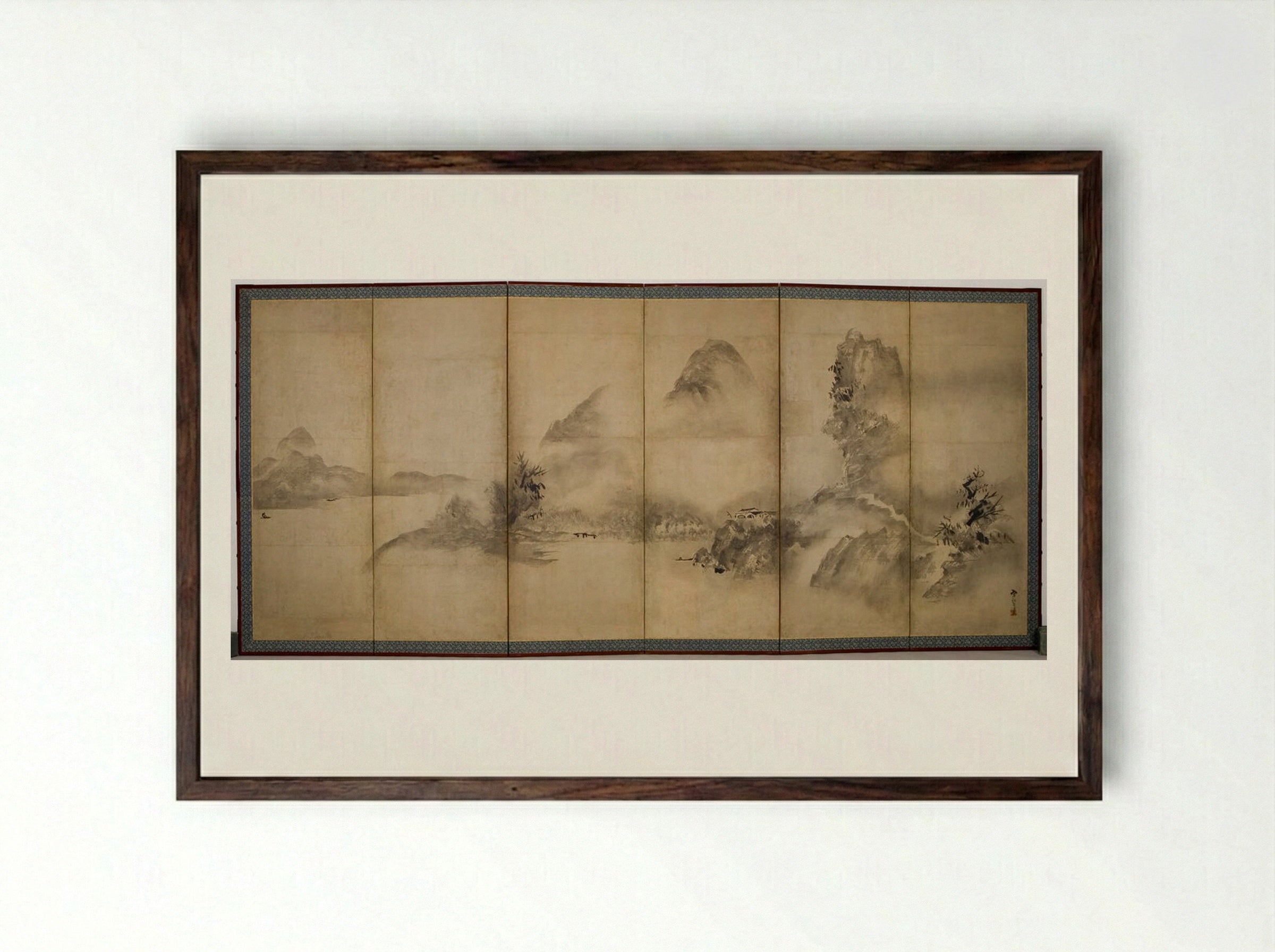 Mountain Landscape - Shūgetsu Tōkan - Framed Print Dark Wood