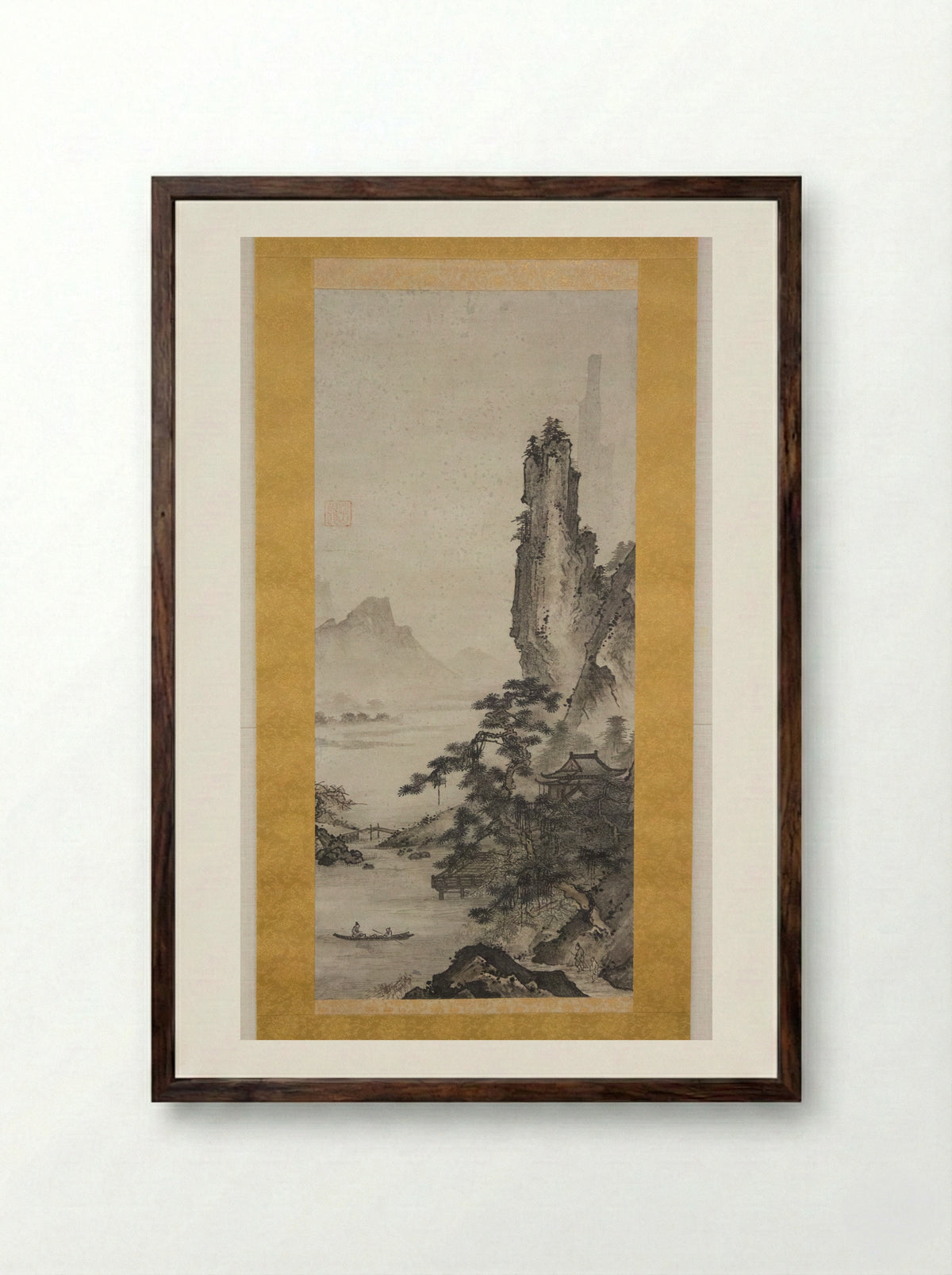 Mountain Landscape - Gakuo Zokyu - Framed Print Dark Wood