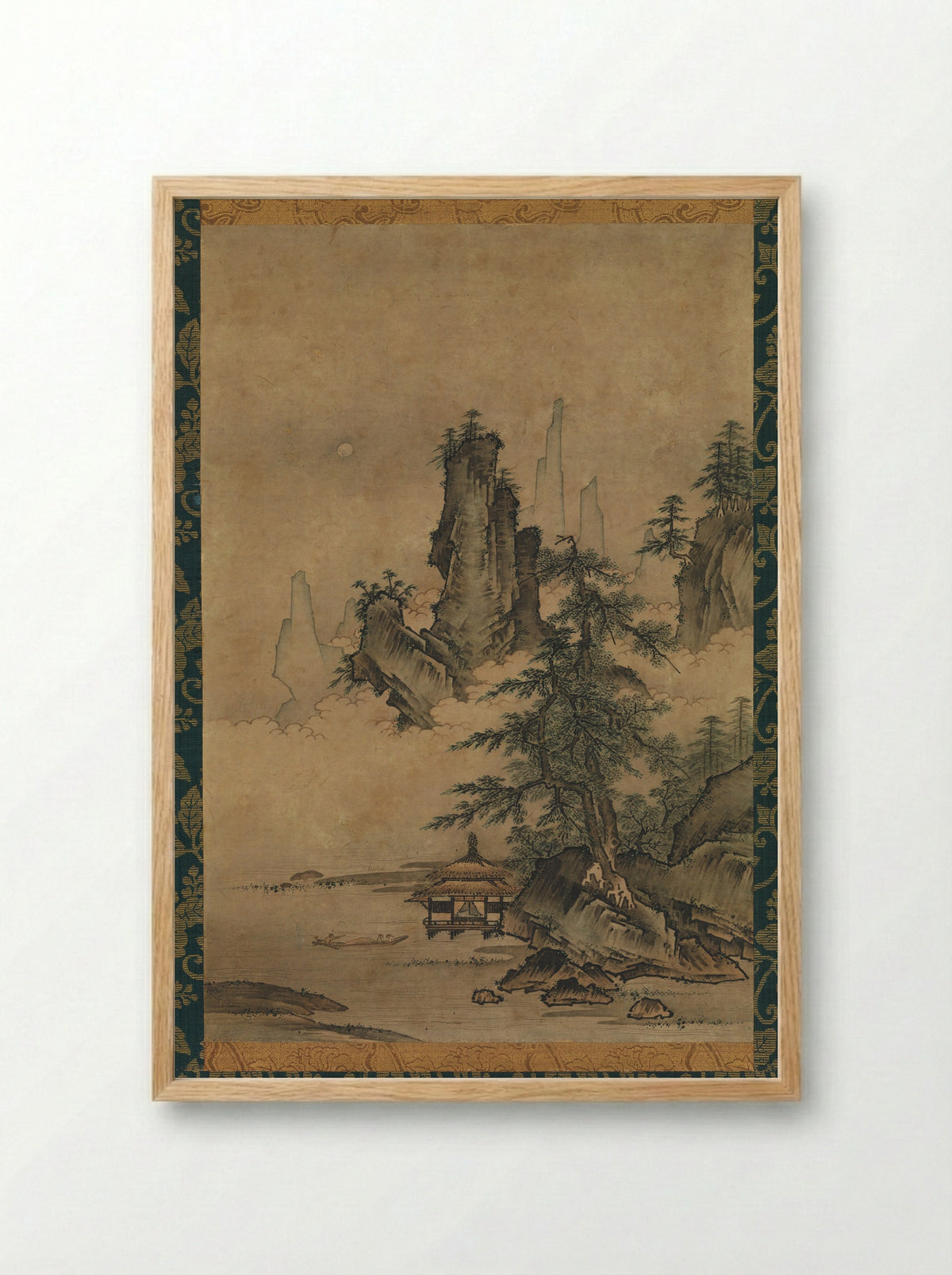Mountain Pavilion in Mist - Maejima Sōyū - Framed Print Wood
