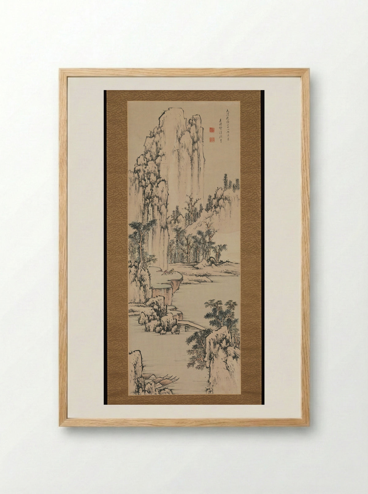 Mountain Retreat by the River - Fei Hanyuan - Framed Print Wood