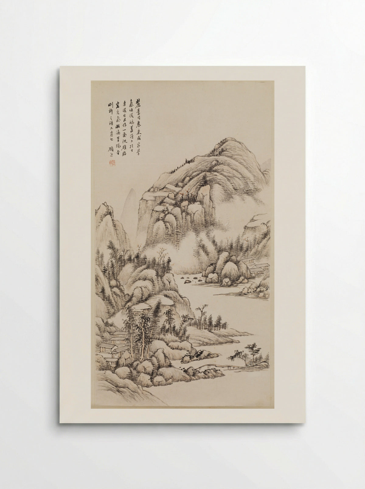 Mountain Retreat in Mist - Gu Yun - Poster