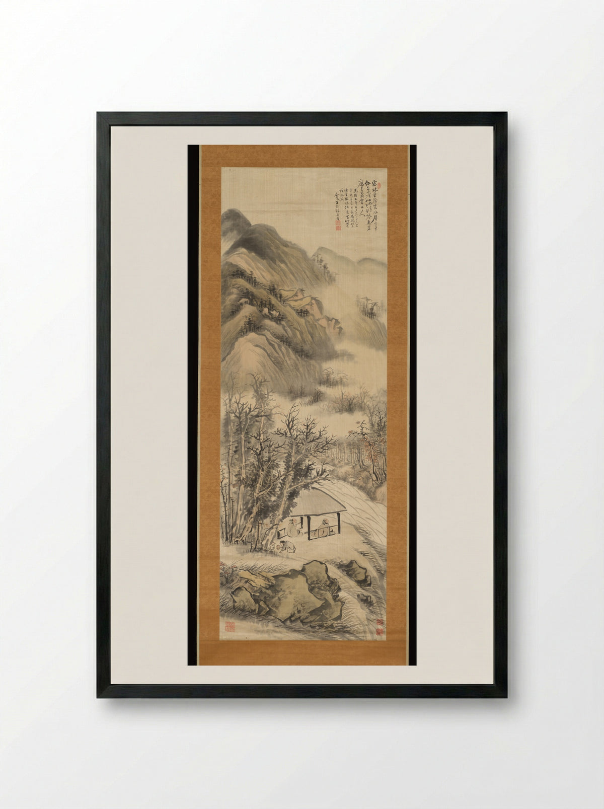 Mountain Retreat - Wang Yin - Framed Print Black