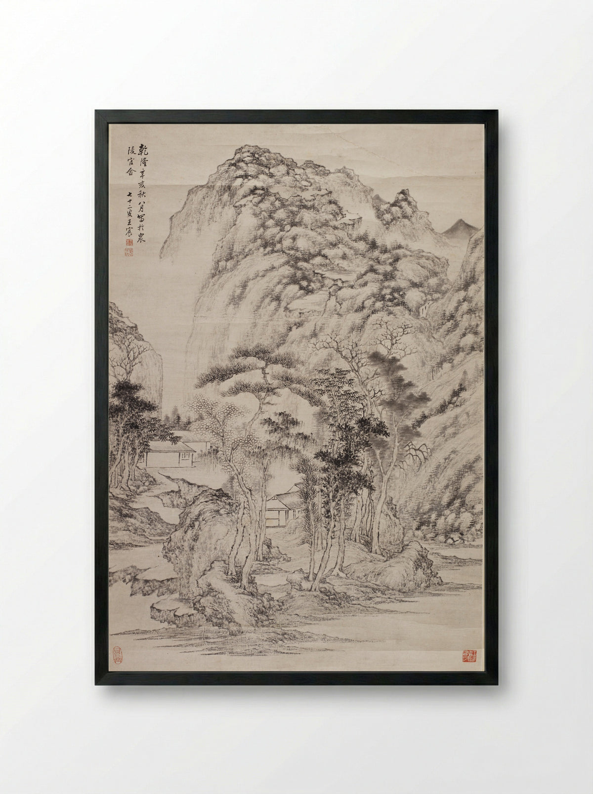 Mountain Retreat - Wang Chen - Framed Print Black