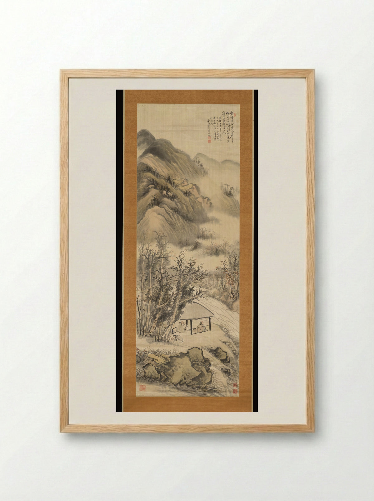 Mountain Retreat - Wang Yin - Framed Print Wood
