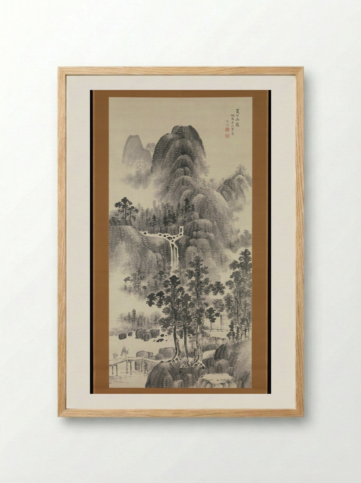 Mountain Stream on a Summer Day - Nakabayashi Chikutō - Framed Print Wood
