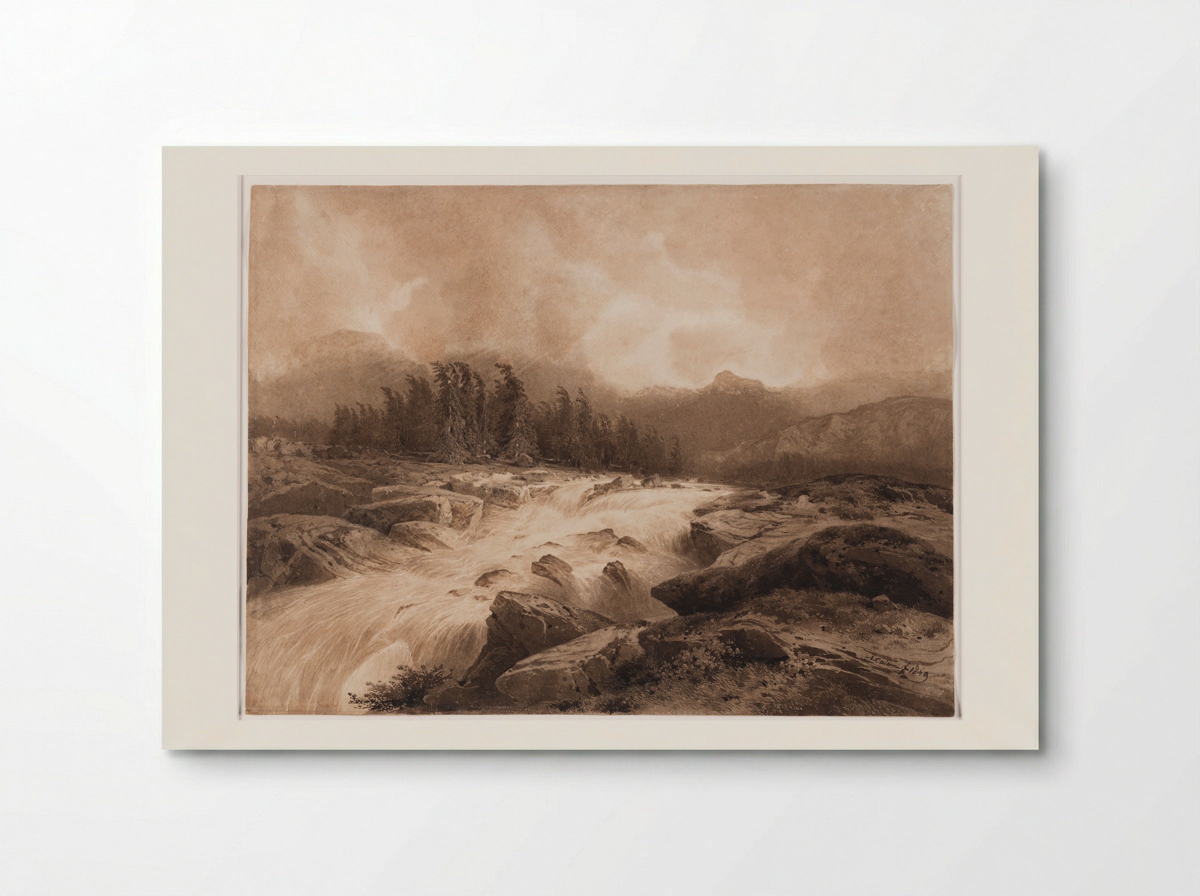 Mountain Torrent in a Storm - Alexandre Calame - Poster