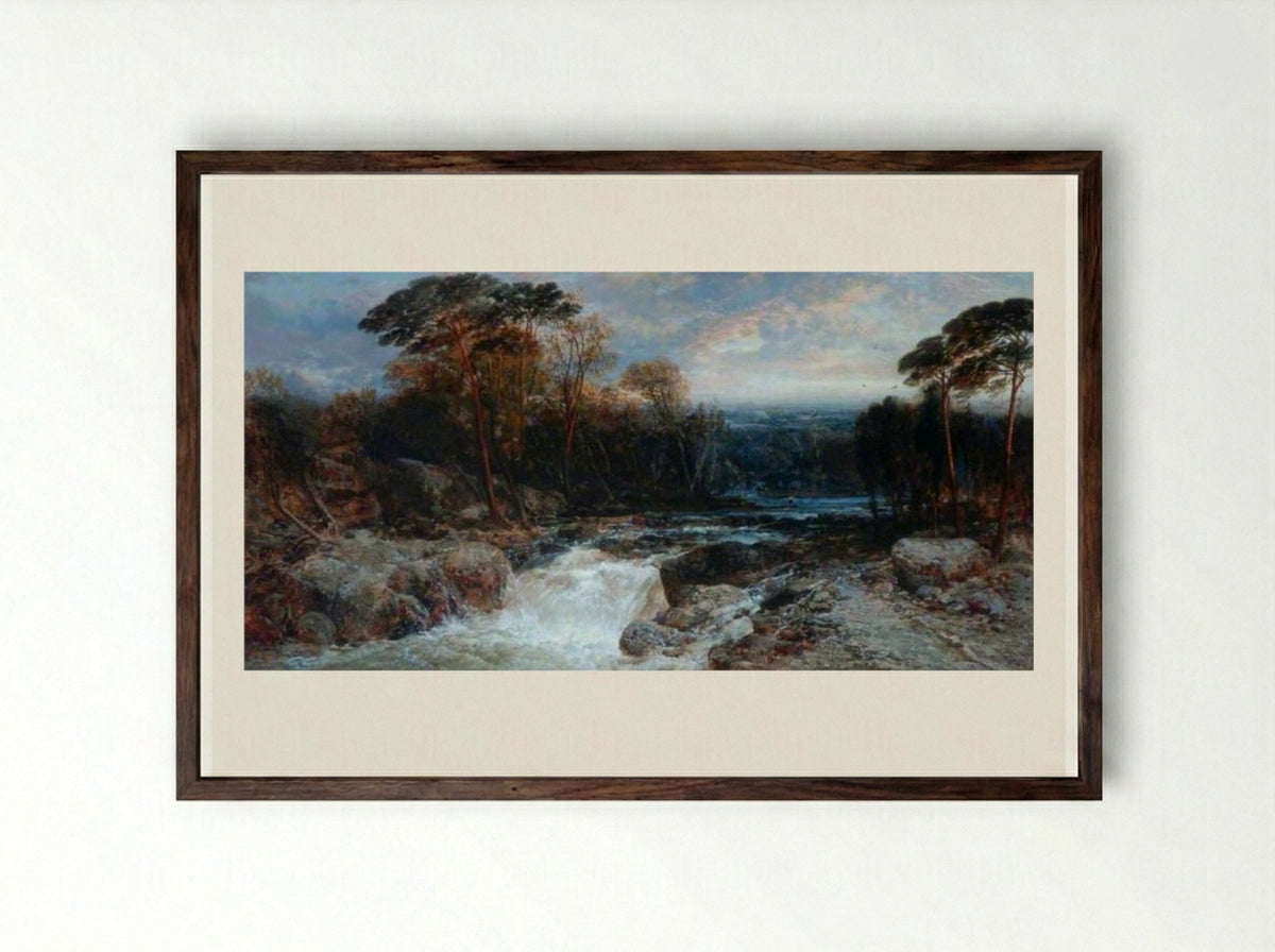 Mountain Torrent - James Webb - Framed Print Dark Wood