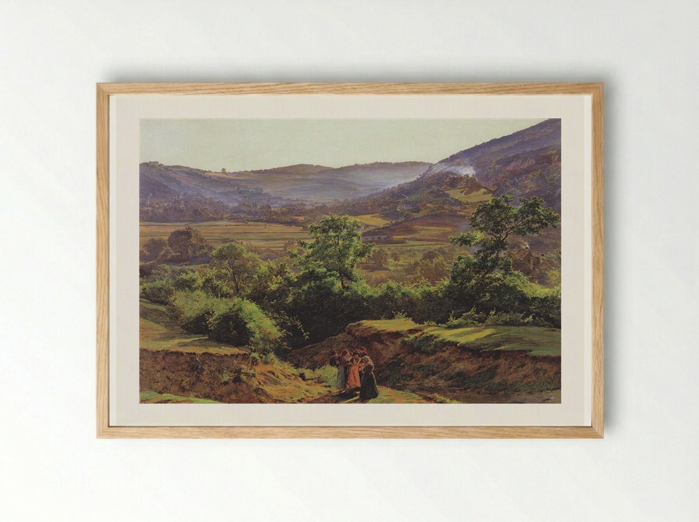 Mountain landscape with the ruins of Liechtenstein in Mödling - Ferdinand Georg Waldmüller - Framed Print Wood
