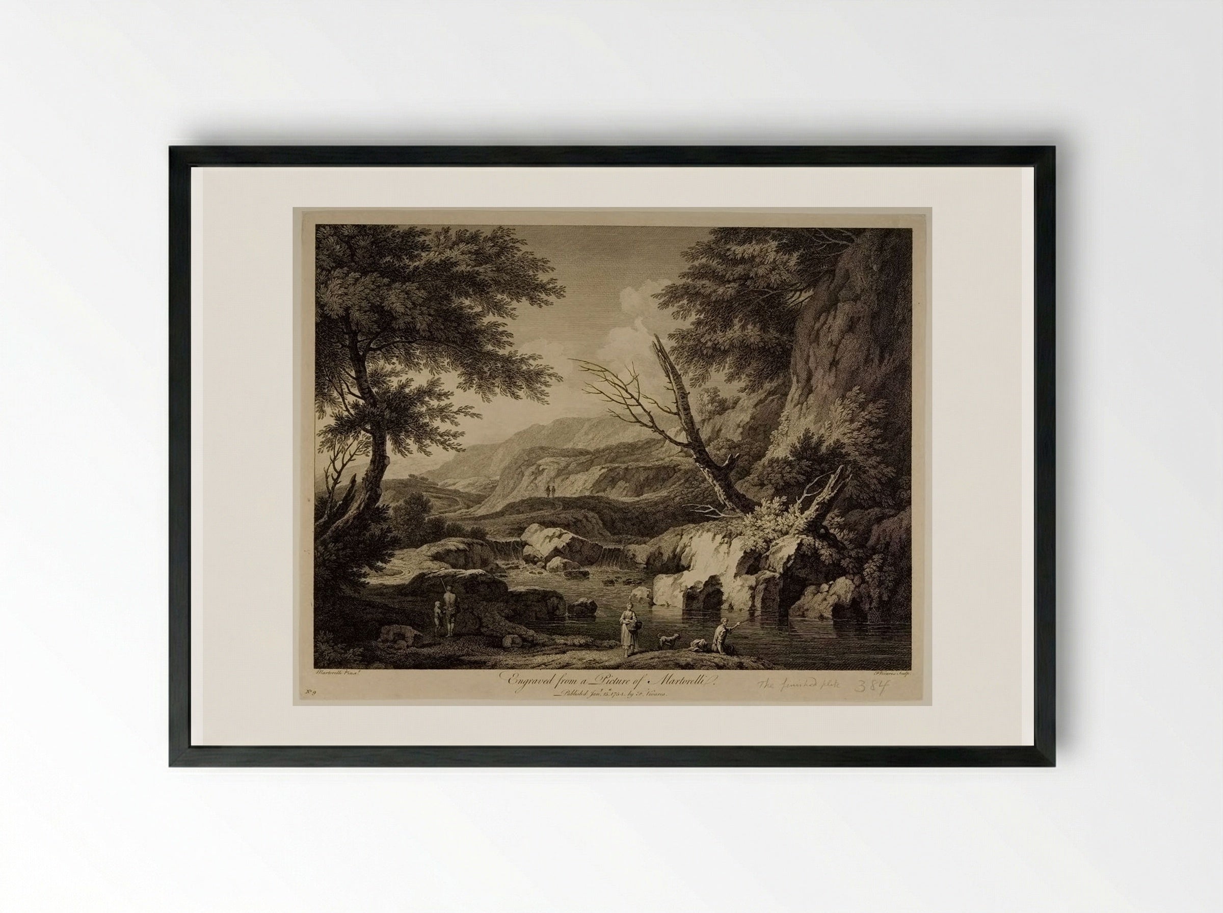 Mountainous Landscape (After Martorelli) - François Vivares - Framed Print Black
