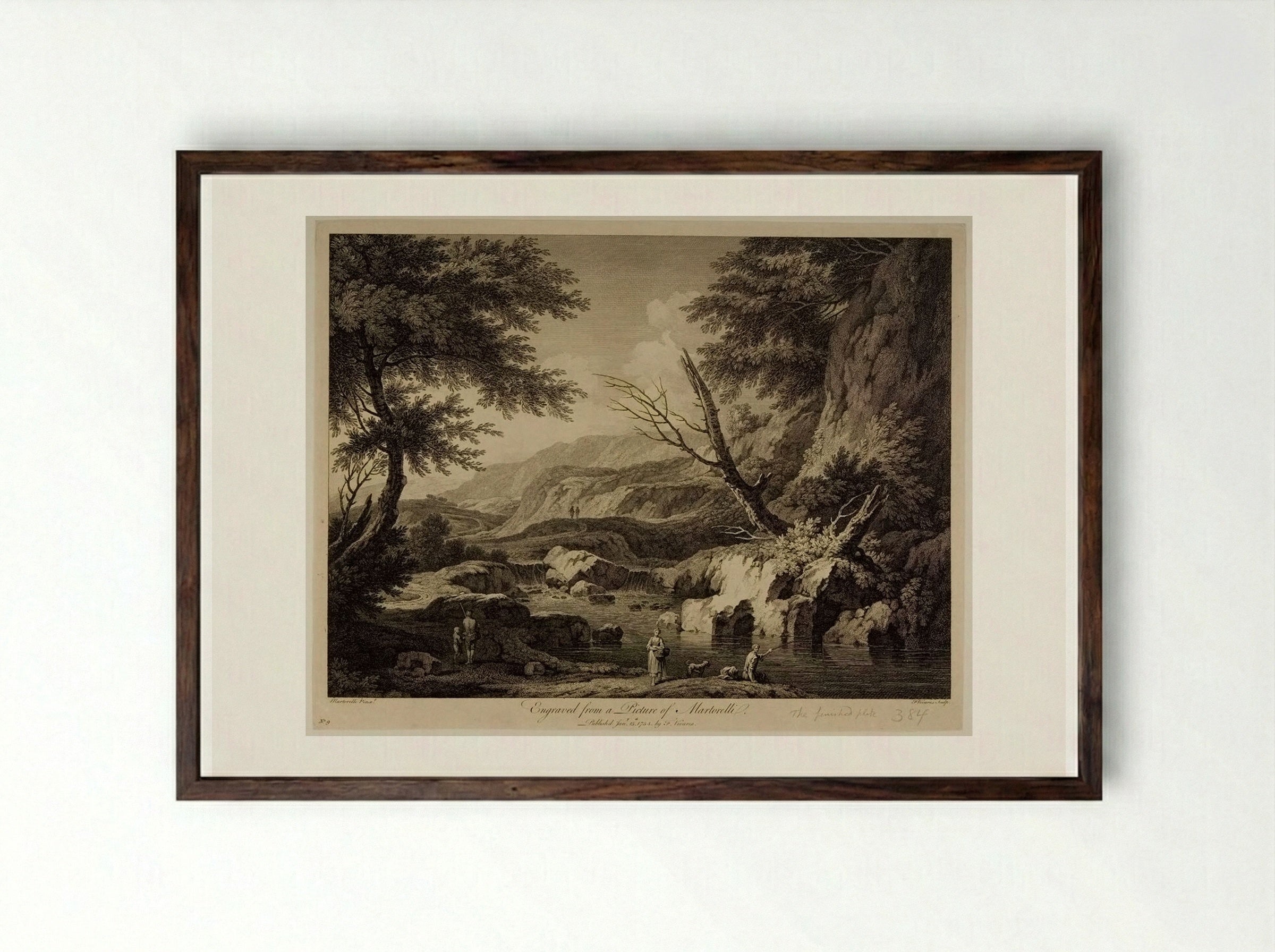 Mountainous Landscape (After Martorelli) - François Vivares - Framed Print Dark Wood