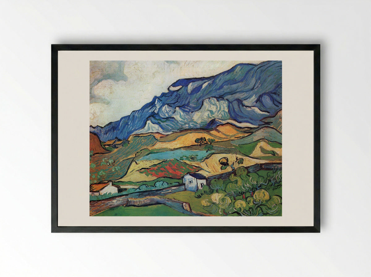 Mountainous Landscape behind Saint-Rémy - Vincent van Gogh - Framed Print Black