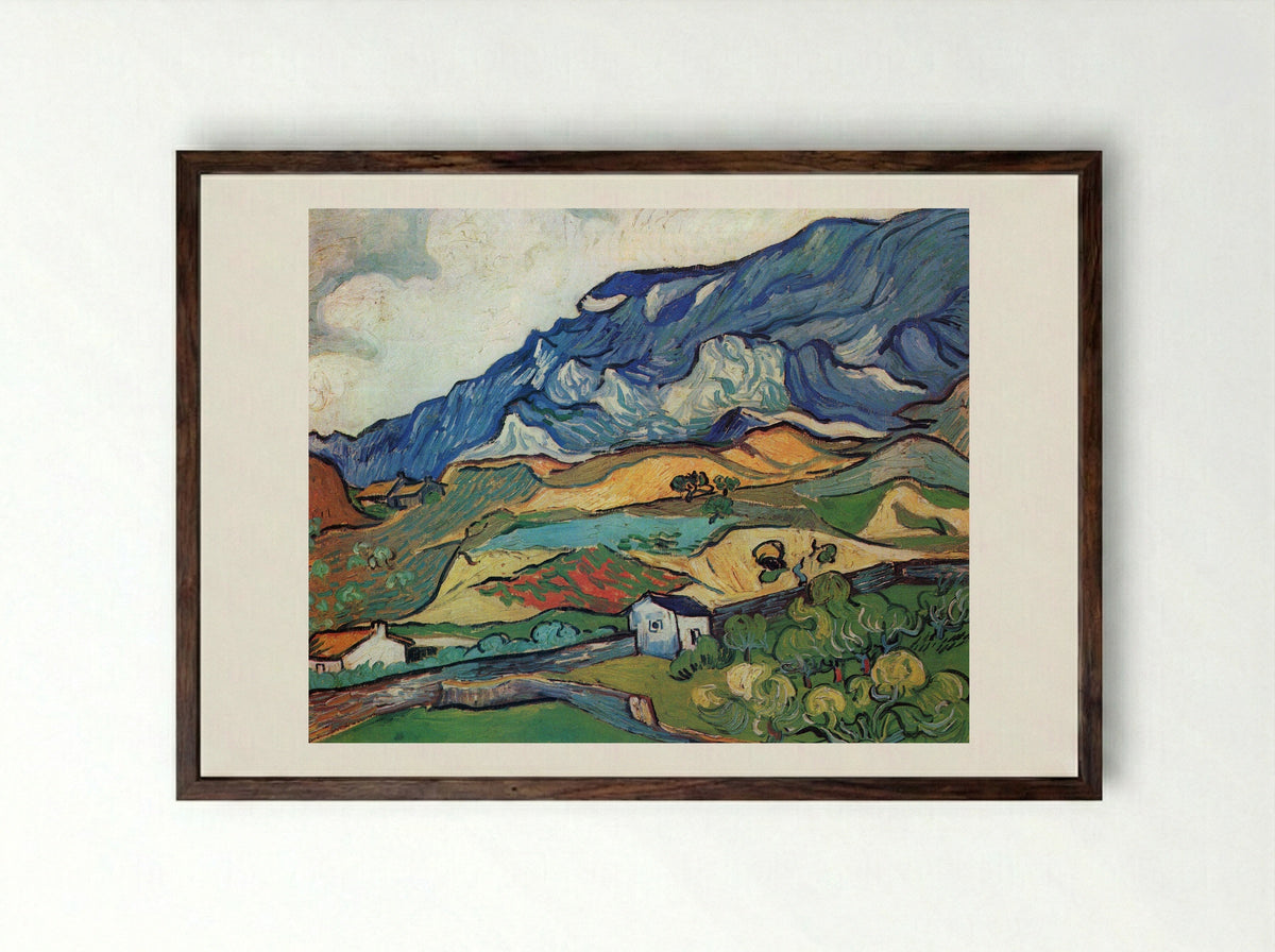 Mountainous Landscape behind Saint-Rémy - Vincent van Gogh - Framed Print Dark Wood
