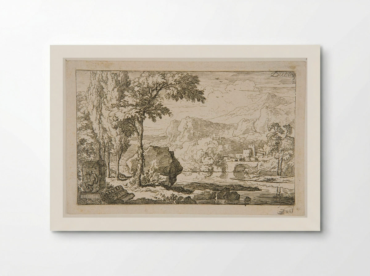 Mountainous Landscape with Bas-Relief - Christian Wilhelm Ernst Dietrich - Poster