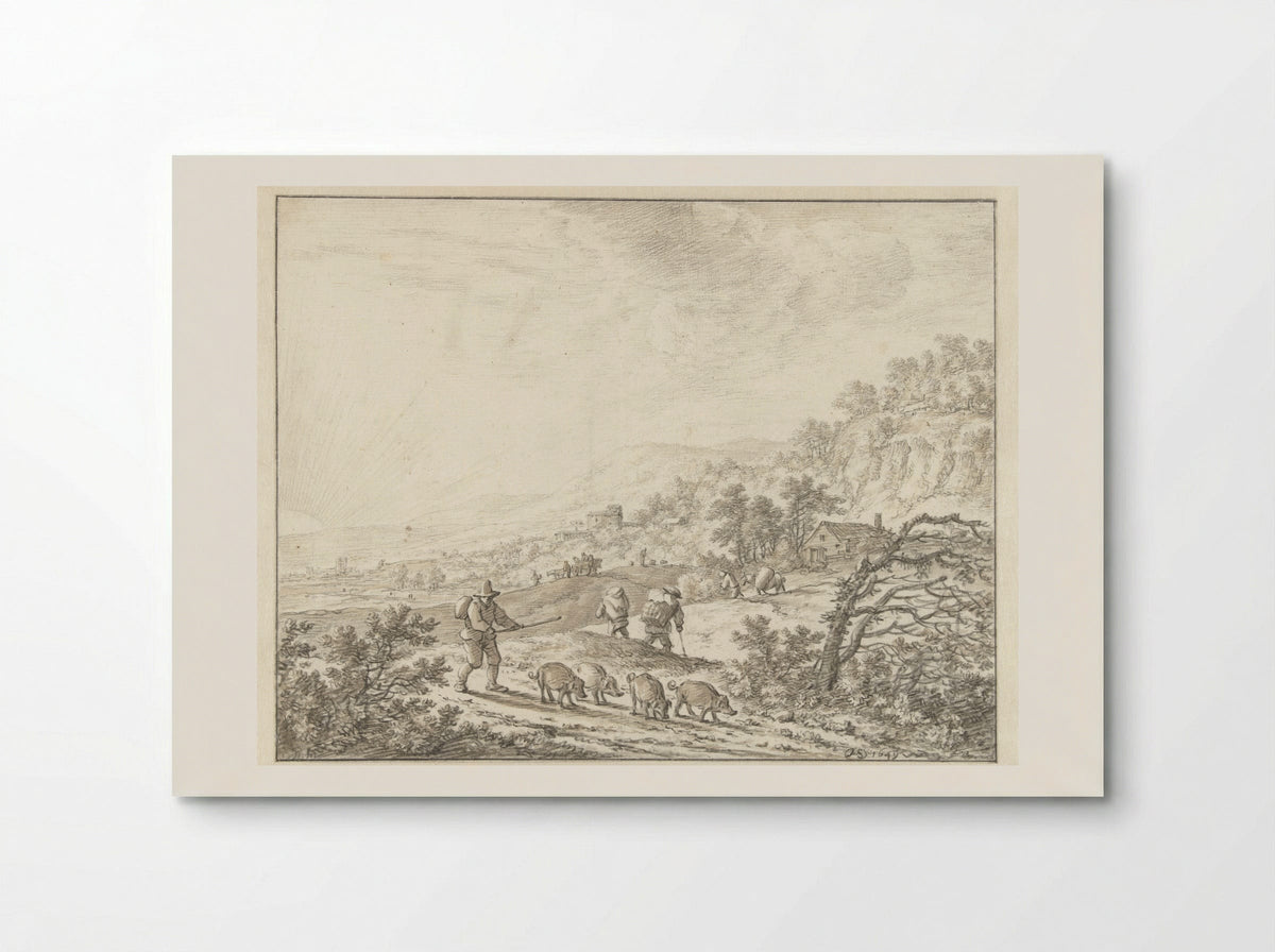 Mountainous Landscape with Sunset - Herman Saftleven - Poster