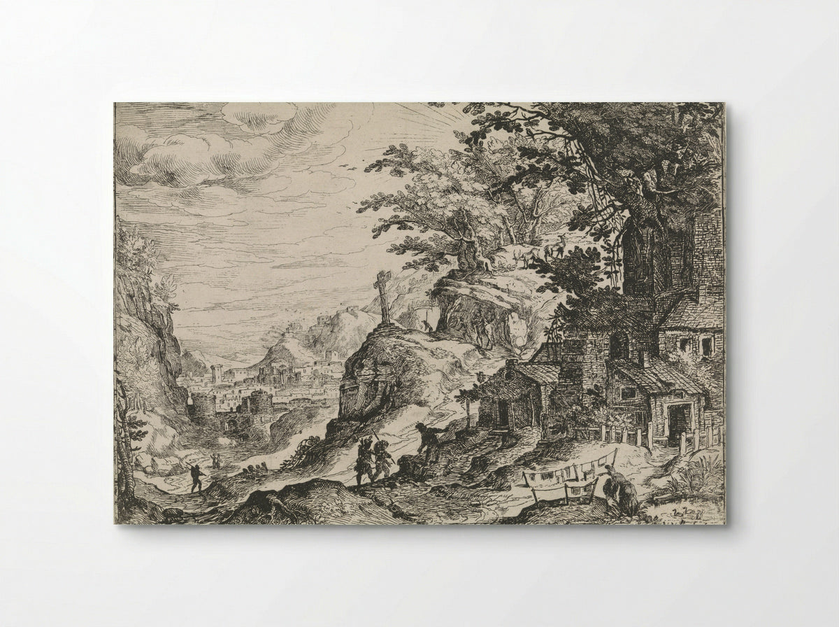 Mountainous Landscape with a Walled City in the Valley - Nicolas Moillon - Poster