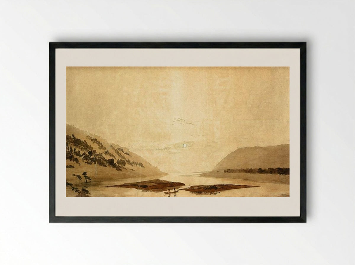 Mountainous River Landscape - Caspar David Friedrich - Framed Print Black