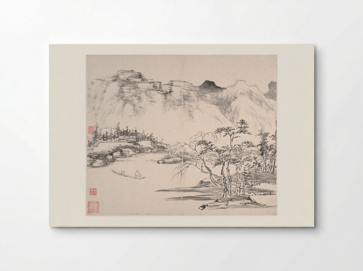 Mountainous River Scene - Yi Bingshou - Poster