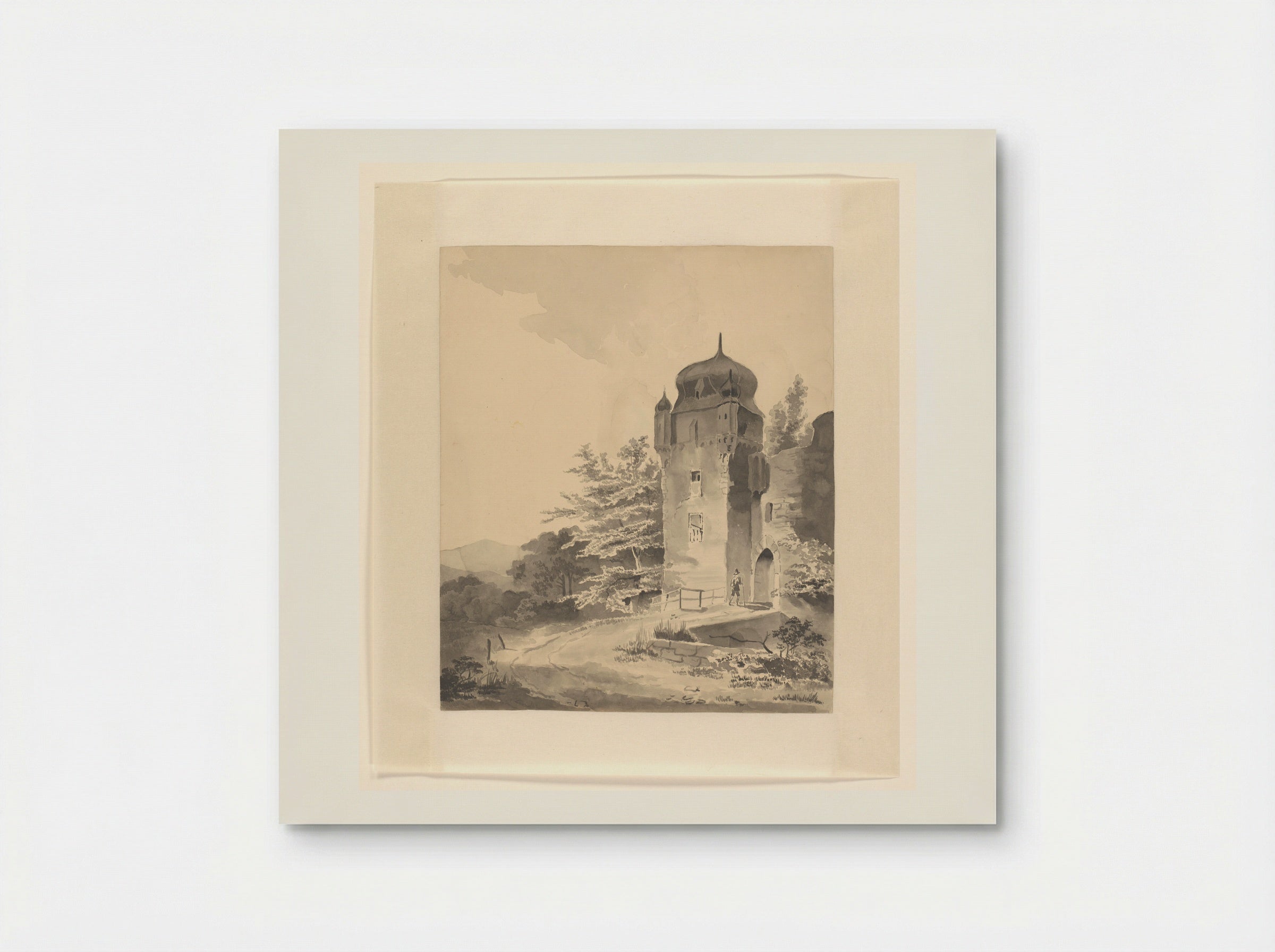 Mountainous Scene with a Traveller near a Tower - Johannes van Reijn - Poster