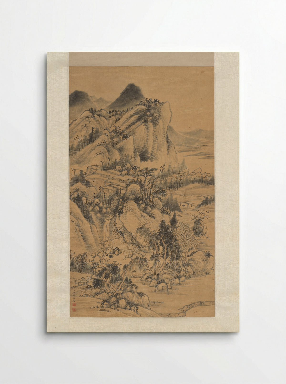 Mountainous Scenery with Pavilions - Dong Gao - Poster
