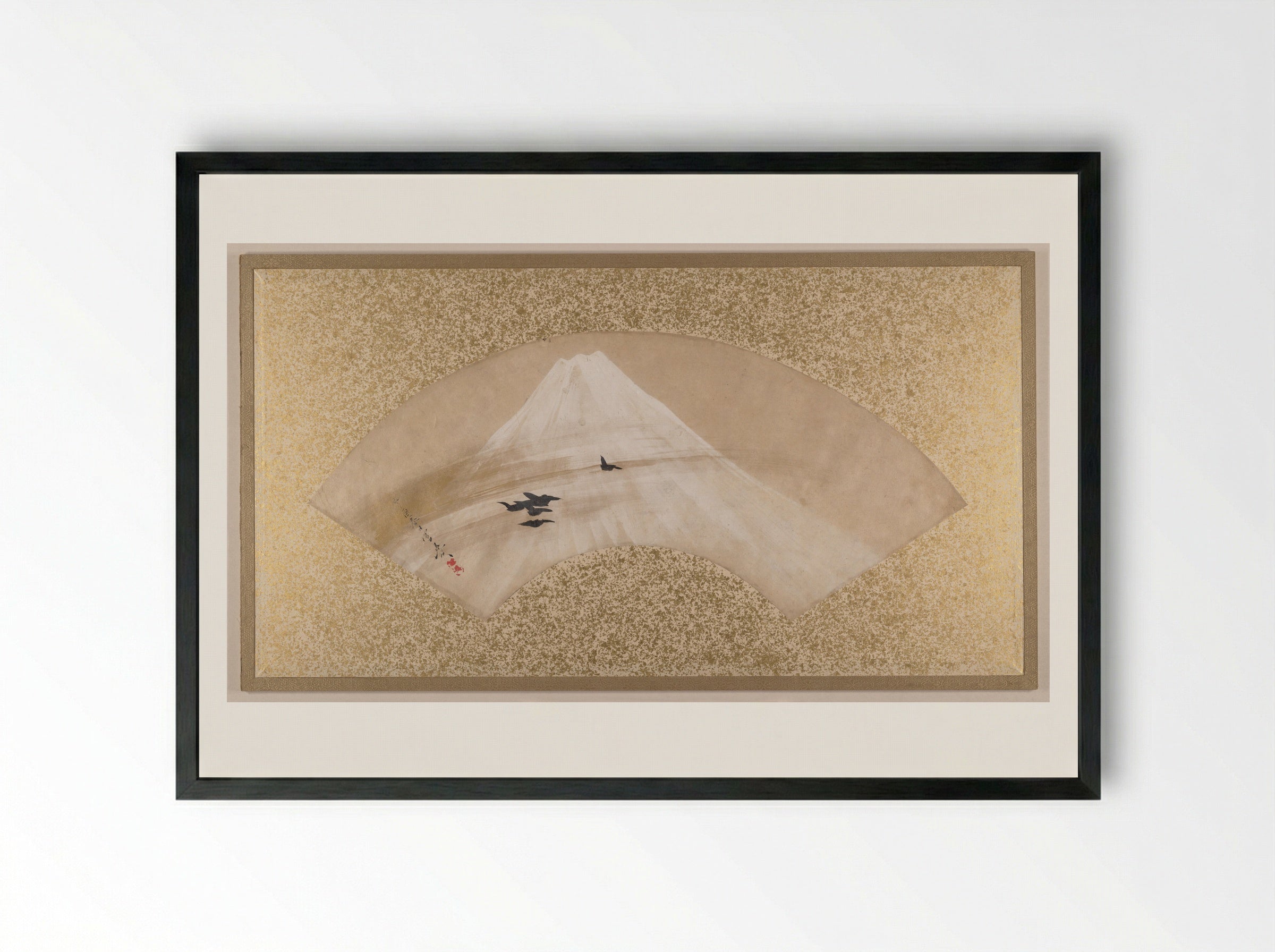 Mountains with Birds - Shibata Zeshin - Framed Print Black