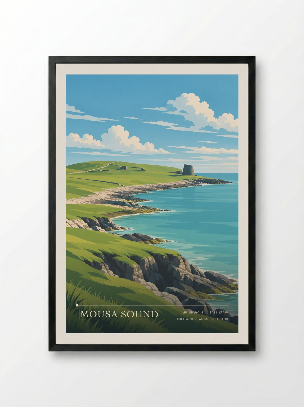 Mousa Sound, Shetland Islands | Travel Poster - Framed Print Black