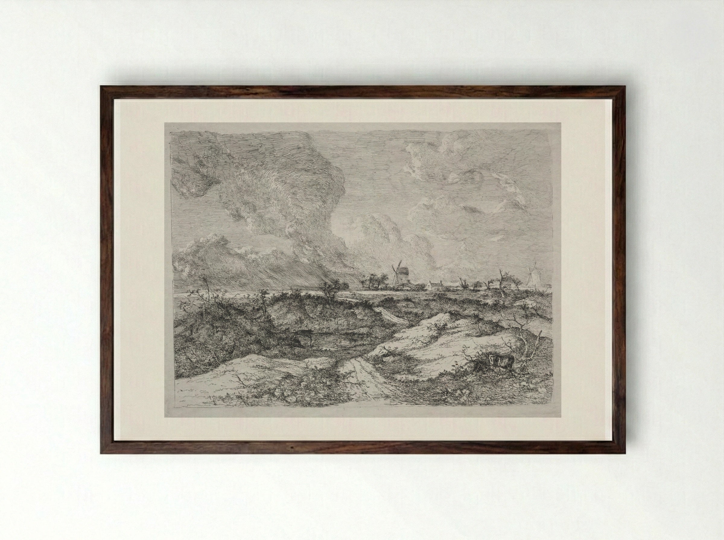 Mousehold Heath, Norwich - John Crome - Framed Print Dark Wood