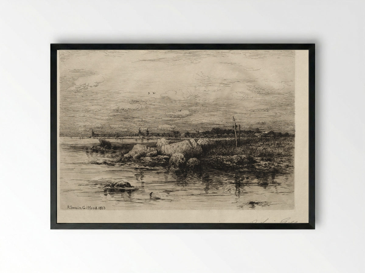 Mouth of the Apponaganasett River - Robert Swain Gifford - Framed Print Black