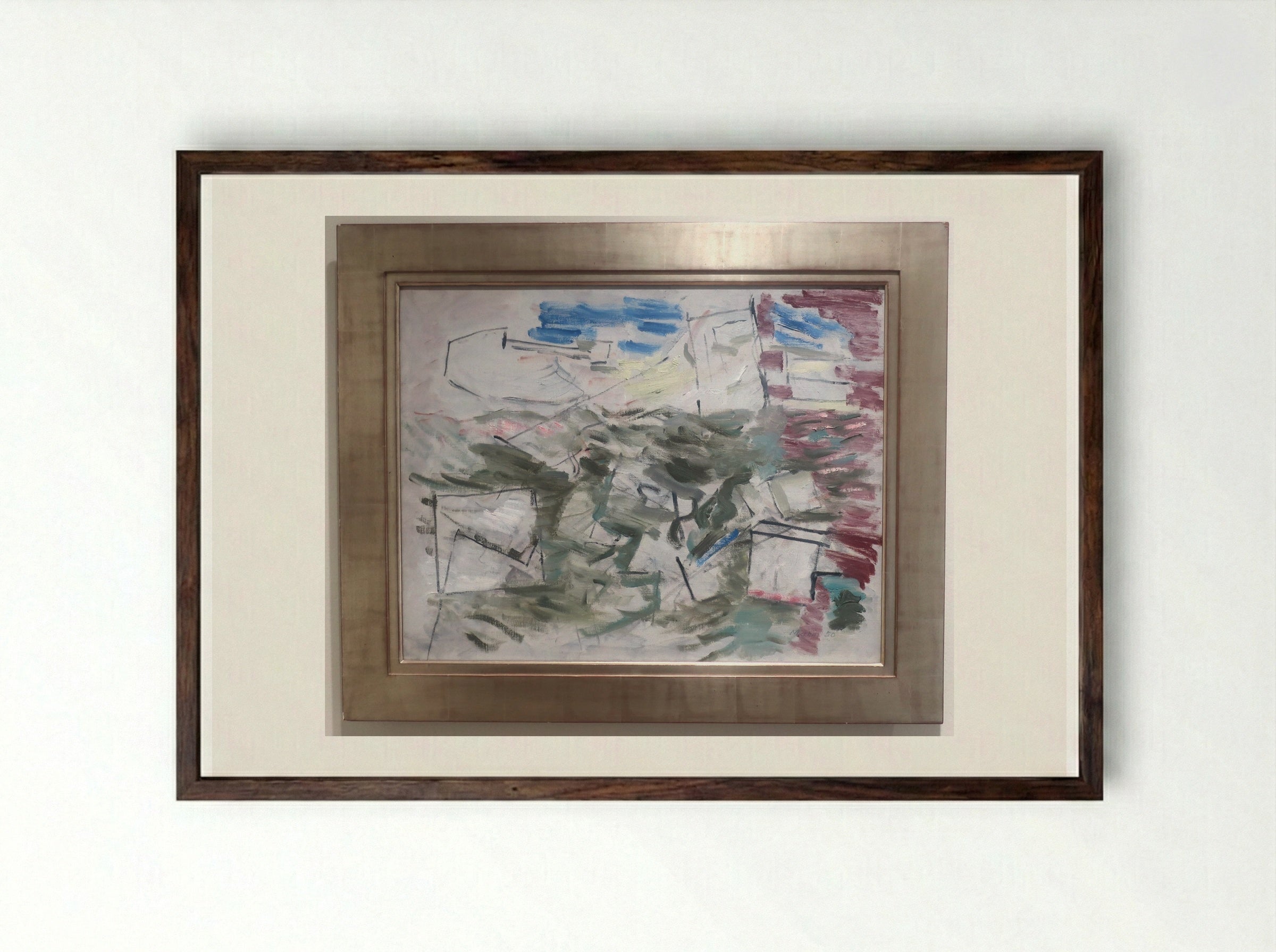 Movement in Red - John Marin - Framed Print Dark Wood