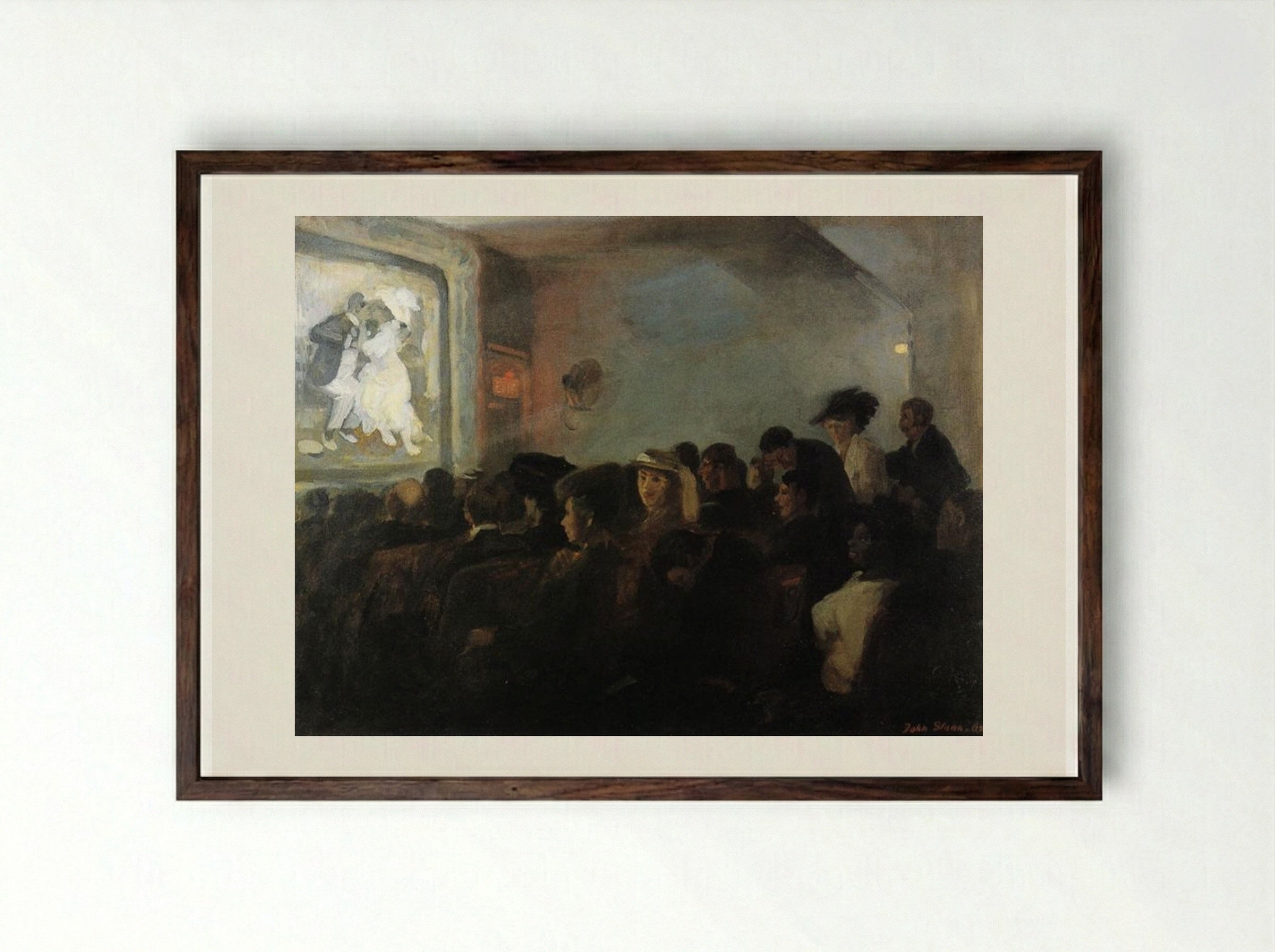 Movies, Five Cents - John French Sloan - Framed Print Dark Wood