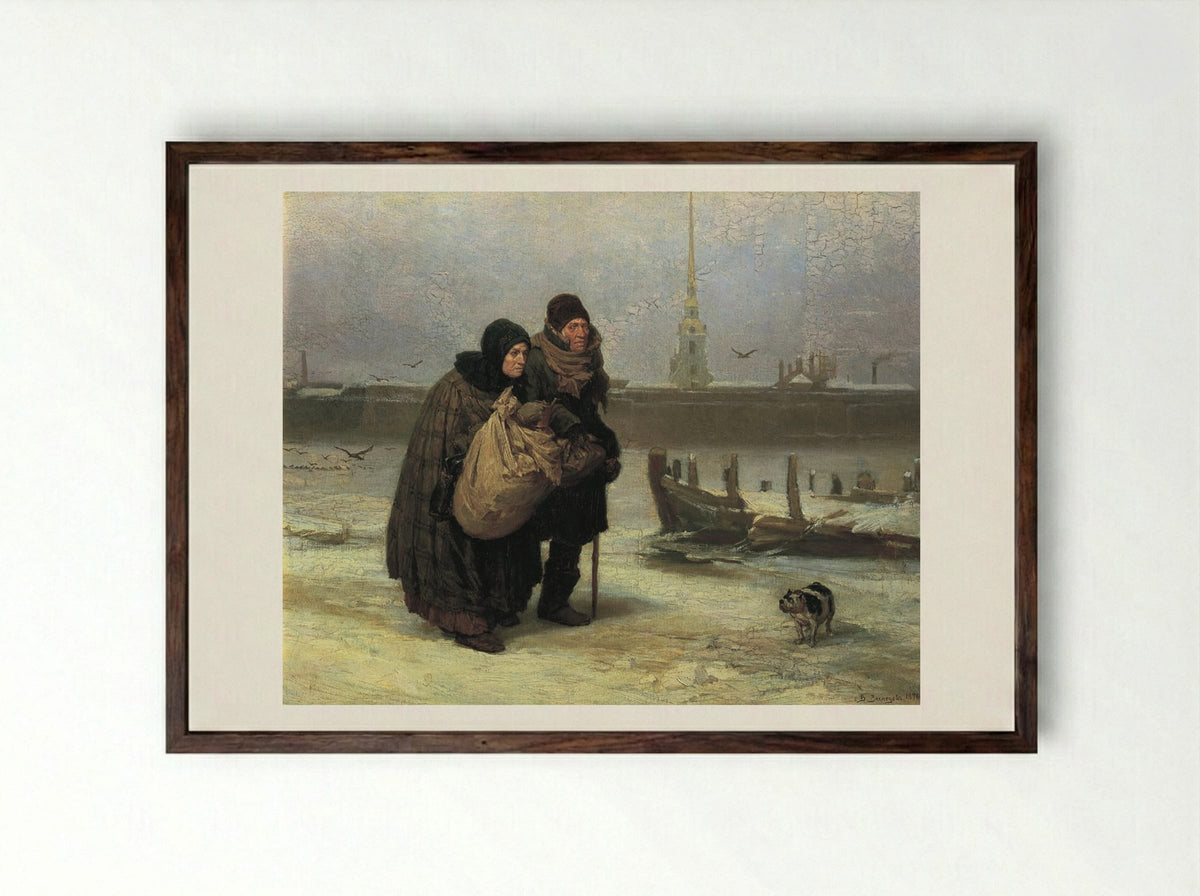 Moving House - Viktor Vasnetsov - Framed Print Dark Wood