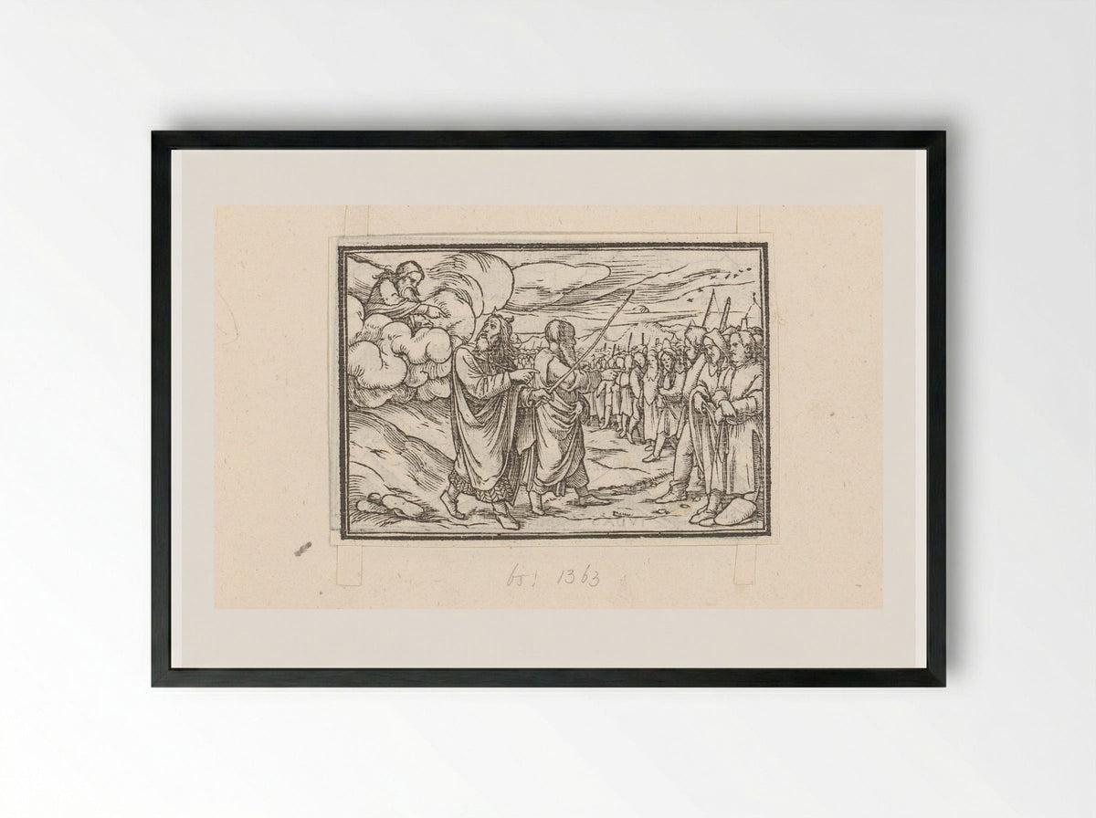 Mozes en Aäron tellen de Israëlieten - Veit Rudolf Specklin - Framed Print Black