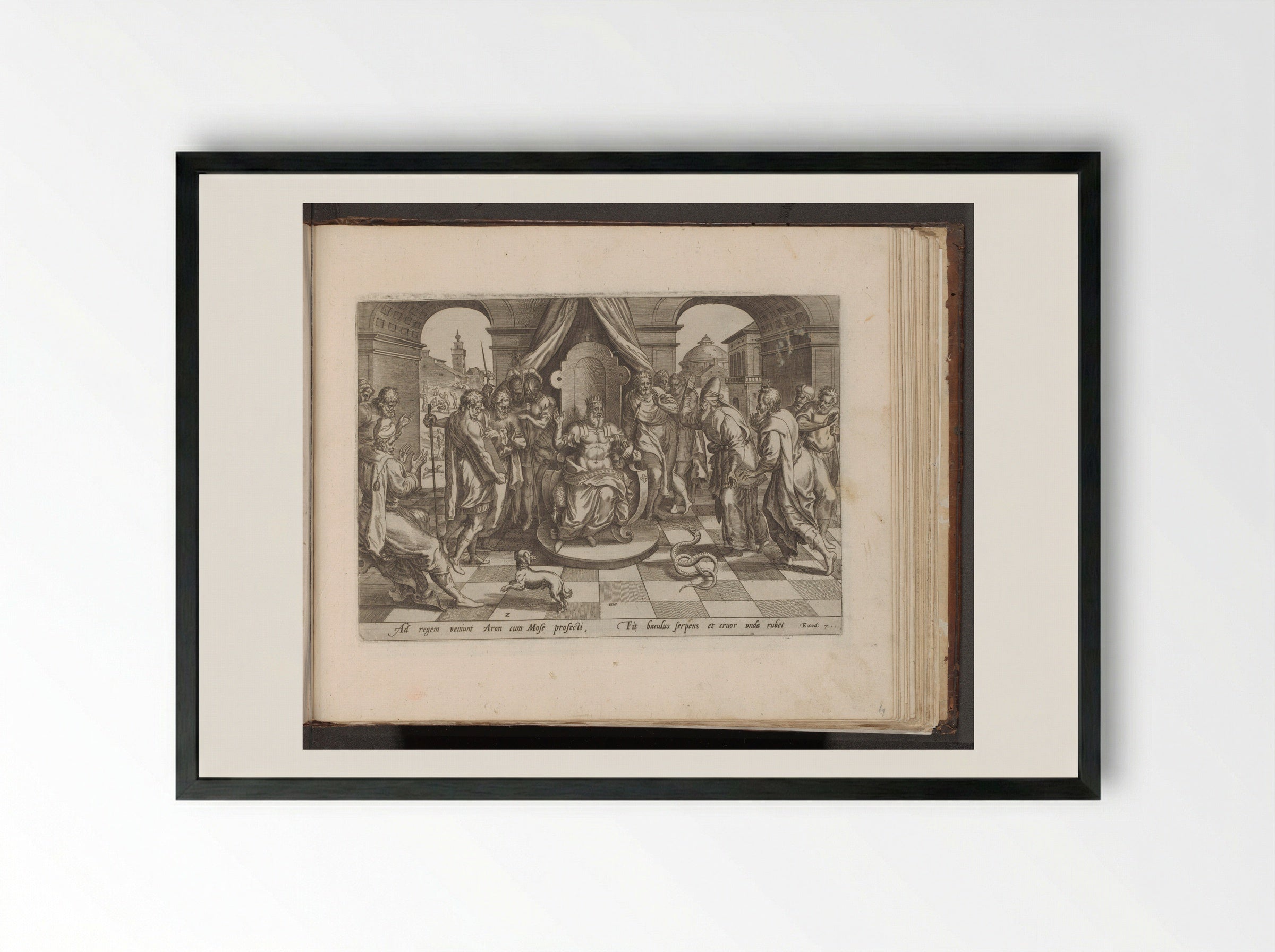 Mozes en Aäron voor de farao - Gerard de Jode - Framed Print Black