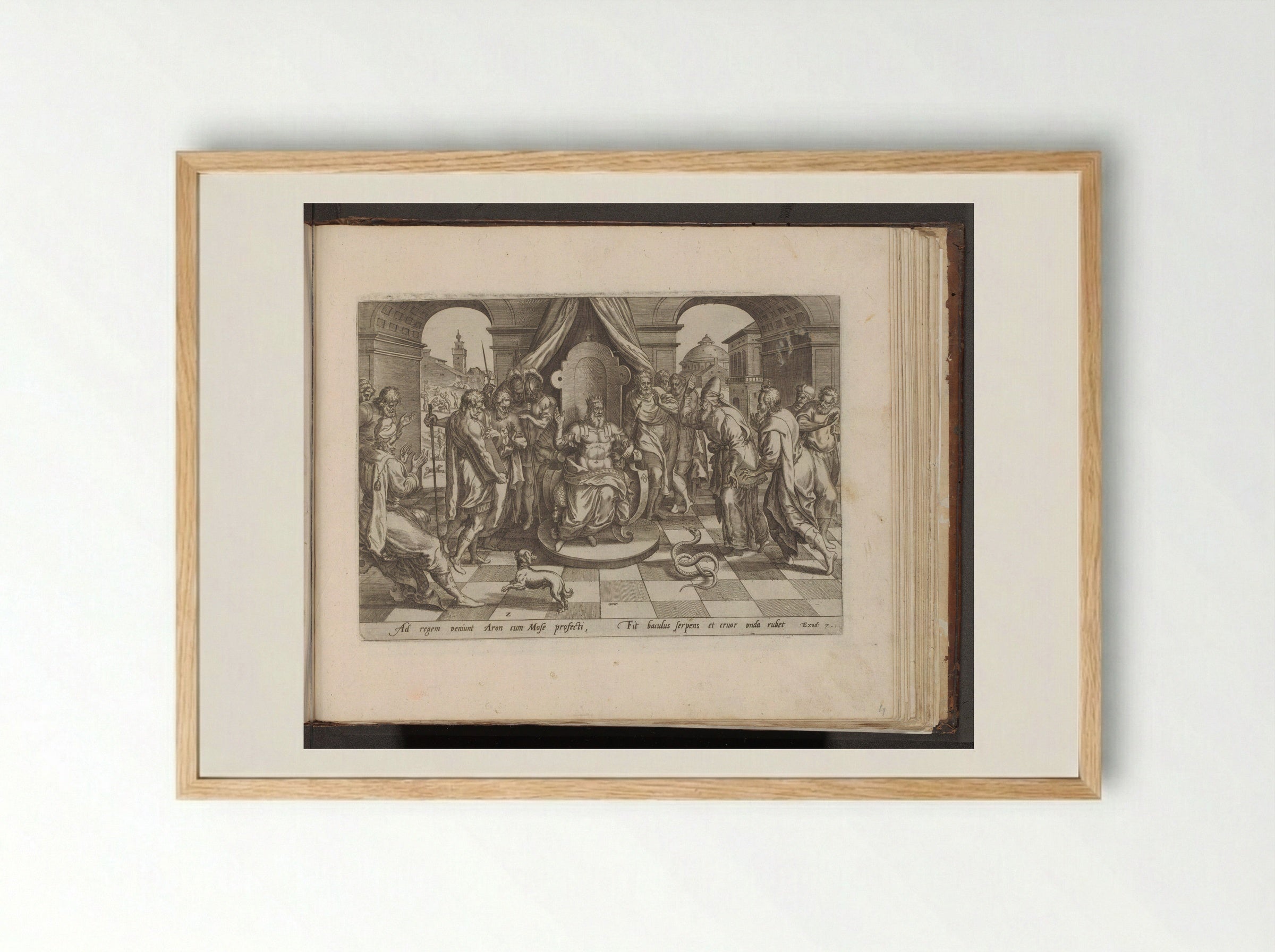 Mozes en Aäron voor de farao - Gerard de Jode - Framed Print Wood