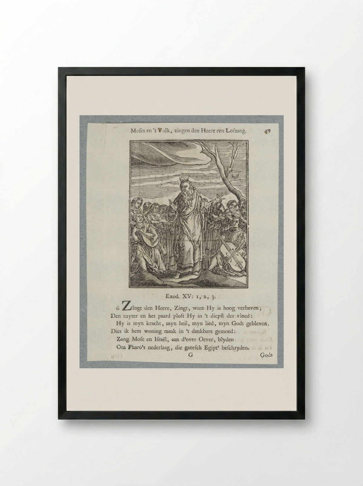 Mozes en de Israëlieten heffen een danklied aan - Jan Klooster - Framed Print Black