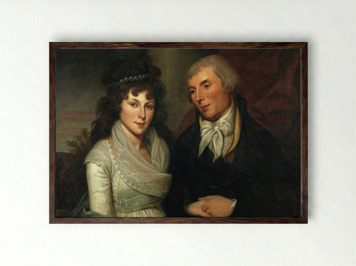 Mr. and Mrs. Alexander Robinson - Charles Willson Peale - Framed Print Dark Wood