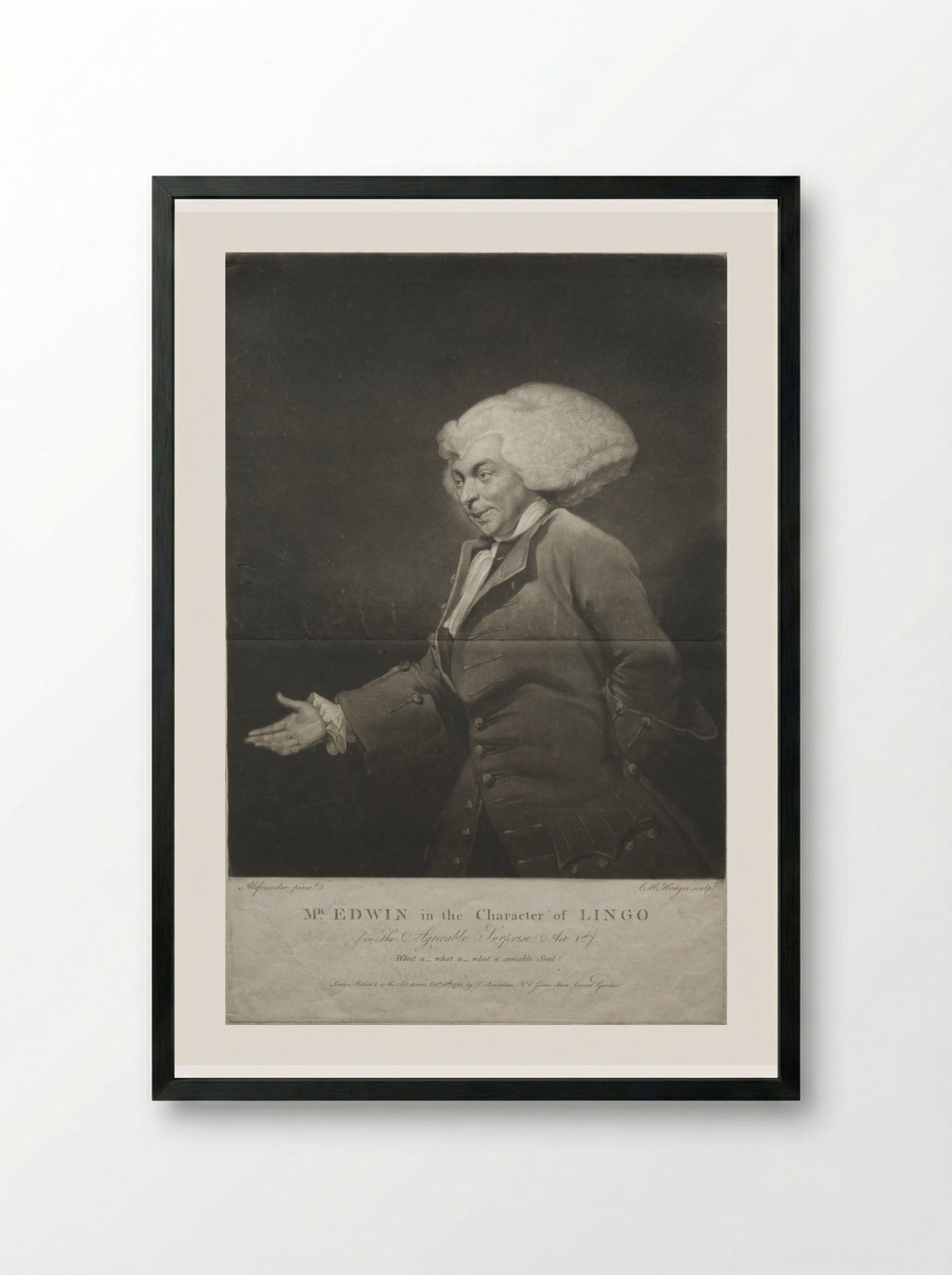 Mr. Edwin in the Character of Lingo - Charles Howard Hodges - Framed Print Black
