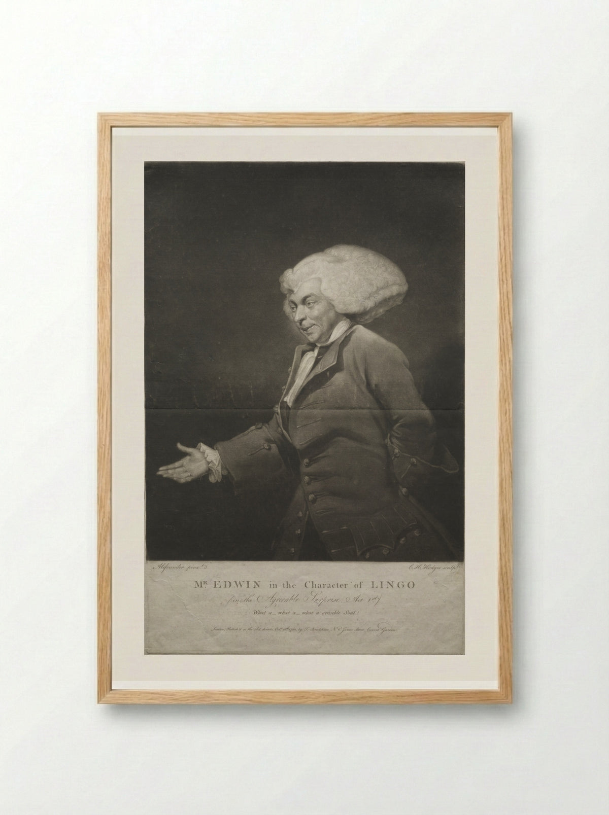 Mr. Edwin in the Character of Lingo - Charles Howard Hodges - Framed Print Wood