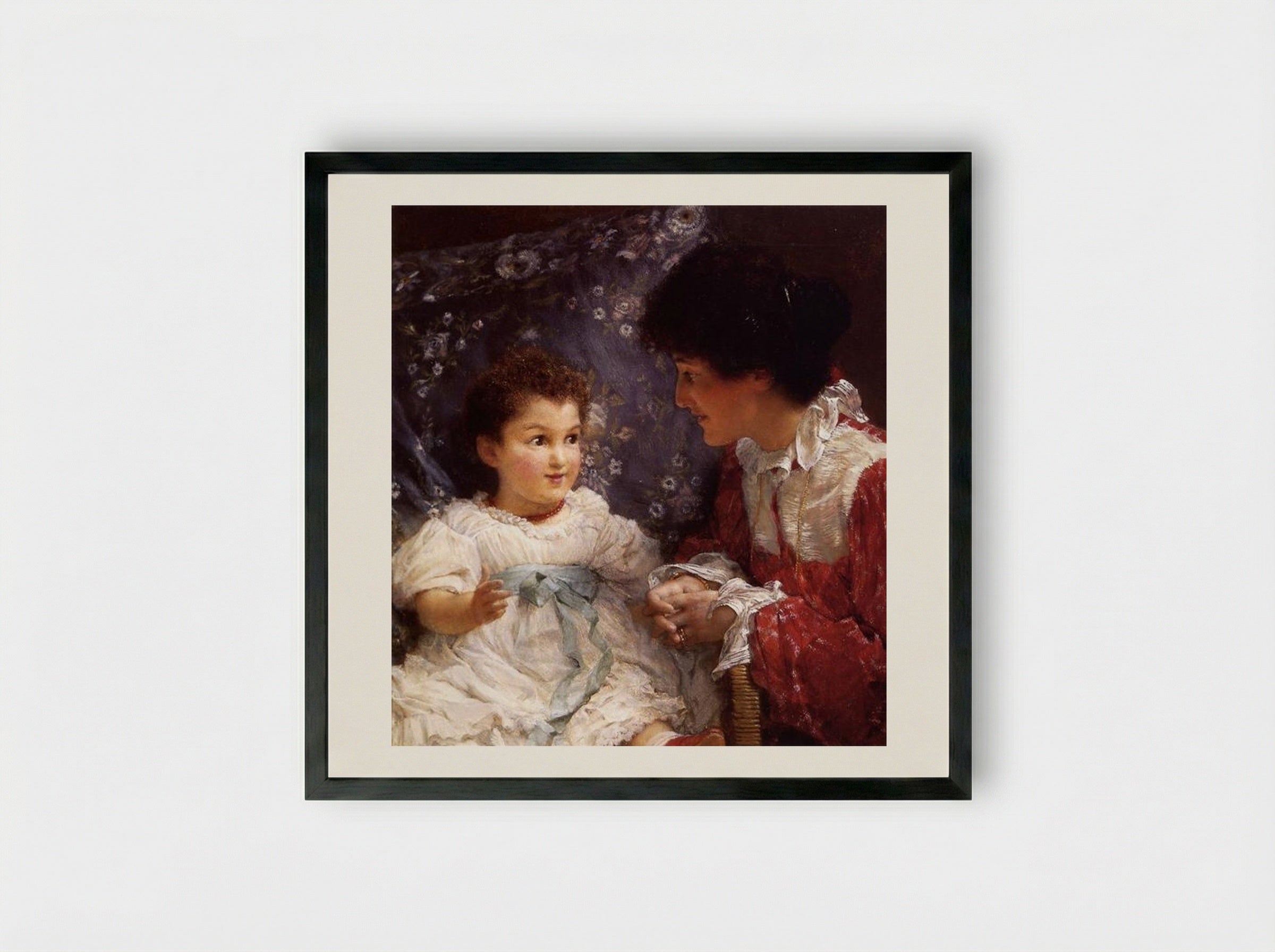 Mrs George Lewis and Her Daughter Elizabeth - Sir Lawrence Alma-Tadema - Framed Print Black