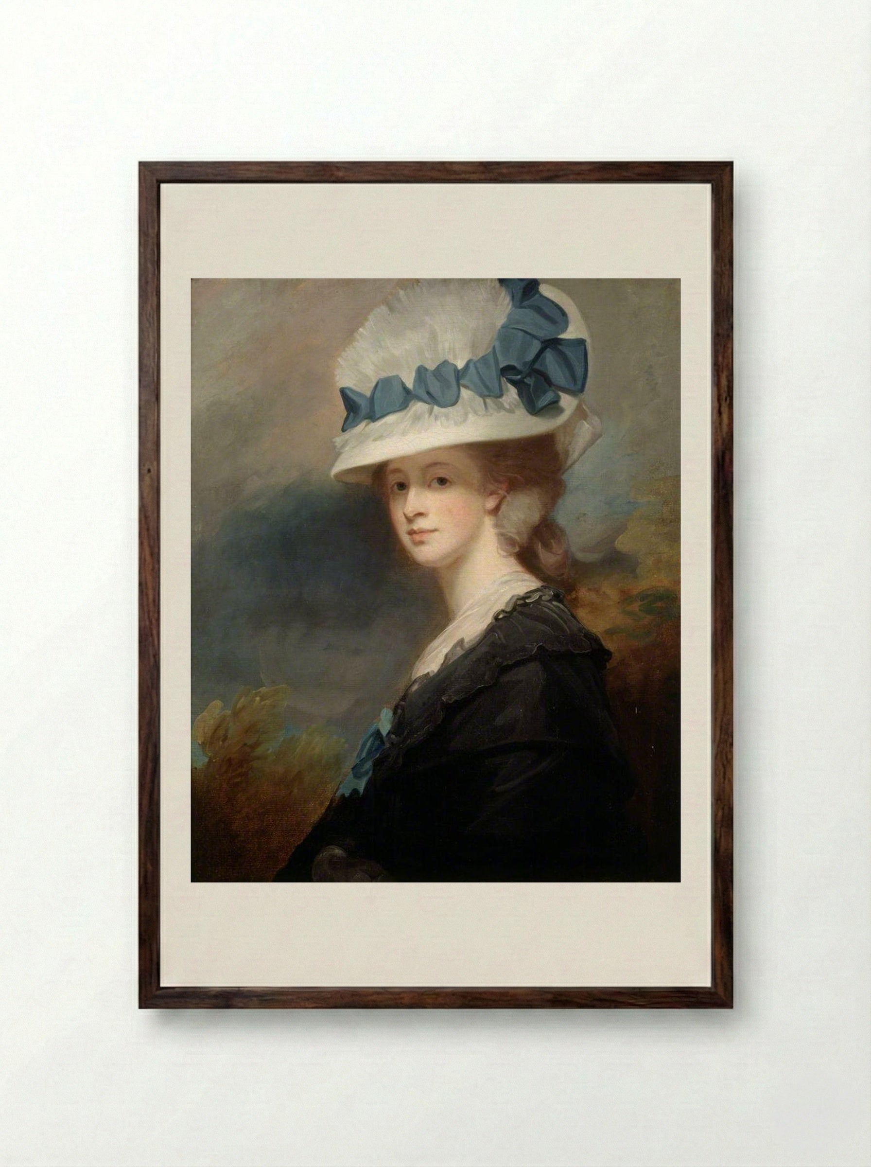 Mrs Musters - George Romney - Framed Print Dark Wood
