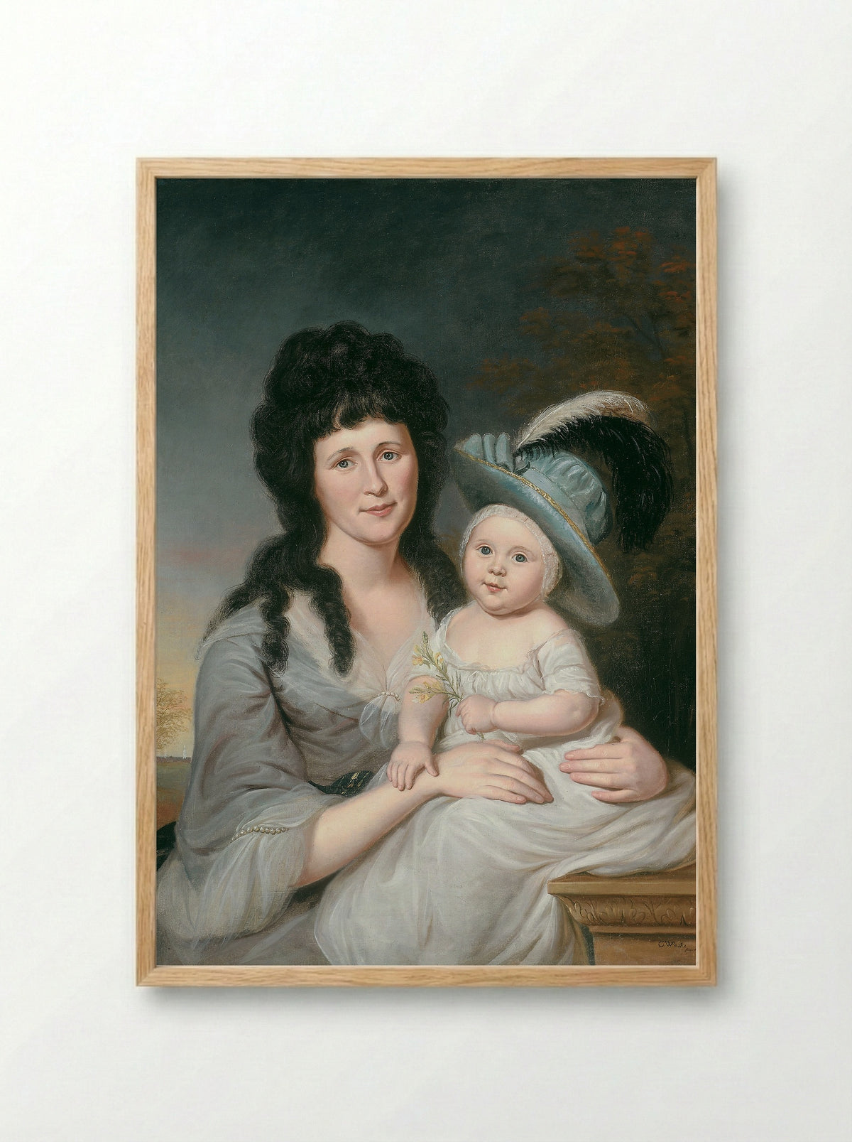 Mrs. John Nicholson (Hannah Duncan) and John Nicholson, Jr. - Charles Willson Peale - Framed Print Wood
