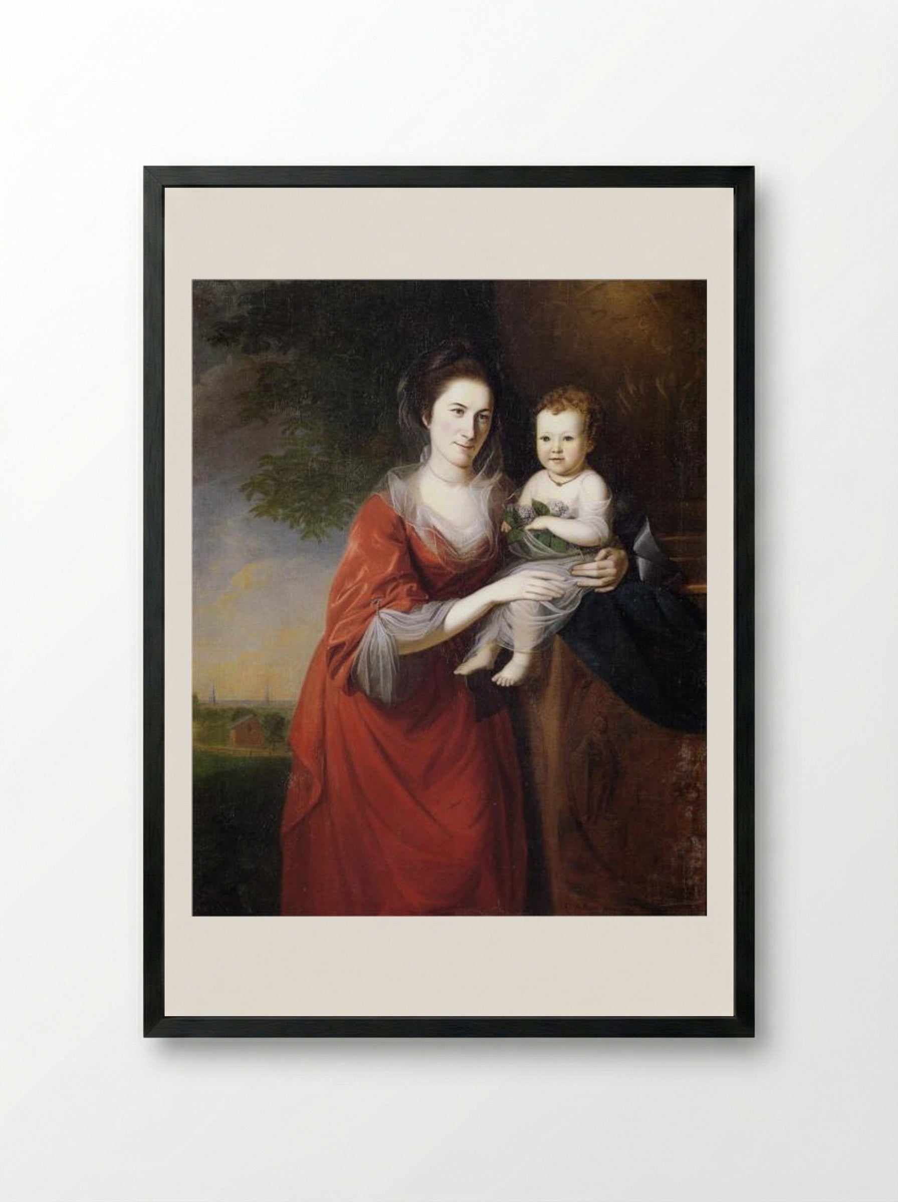 Mrs. John Dickenson and Her Daughter - Charles Willson Peale - Framed Print Black
