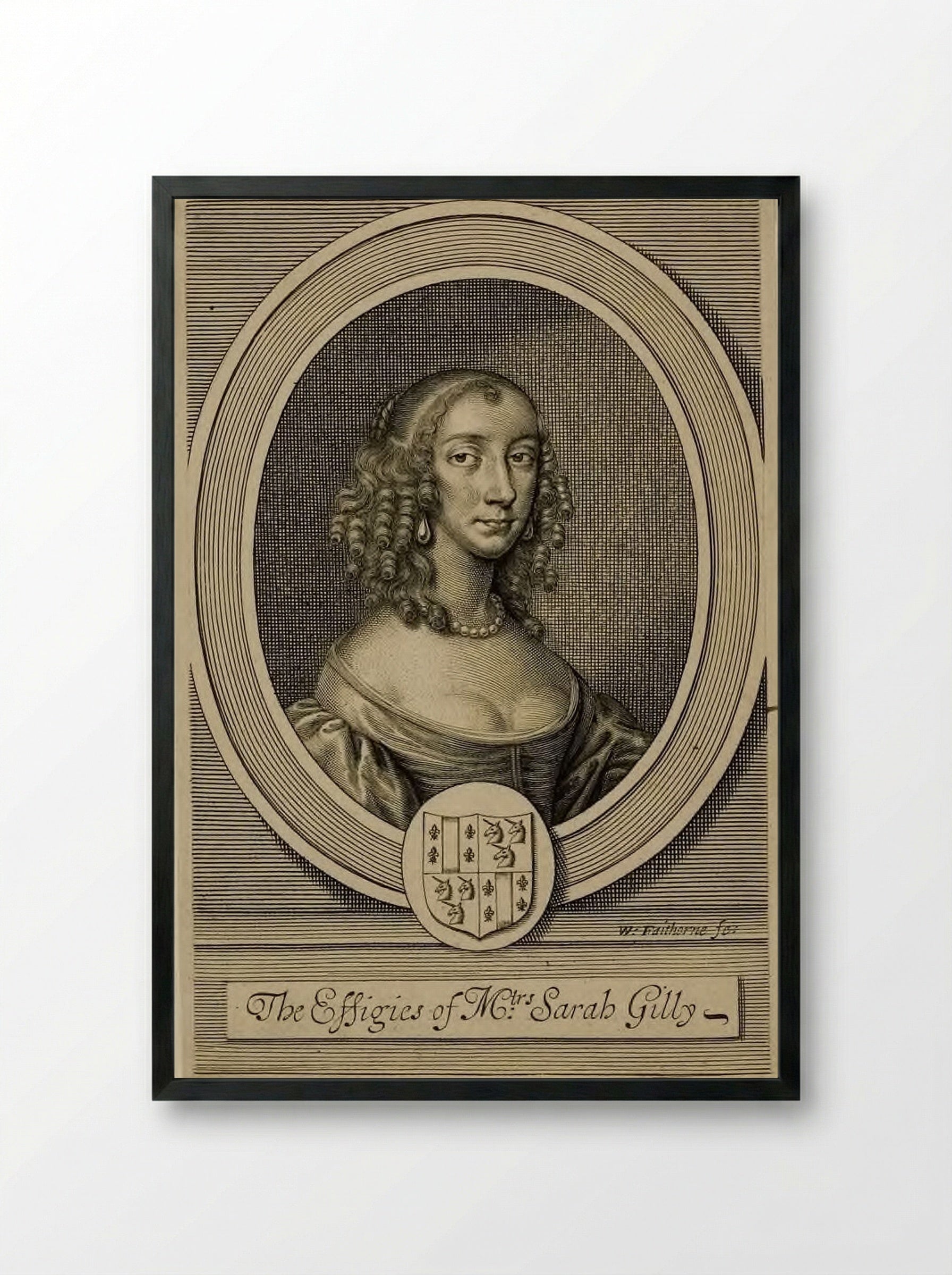 Mrs. Sarah Gilly - William Faithorne the Elder - Framed Print Black