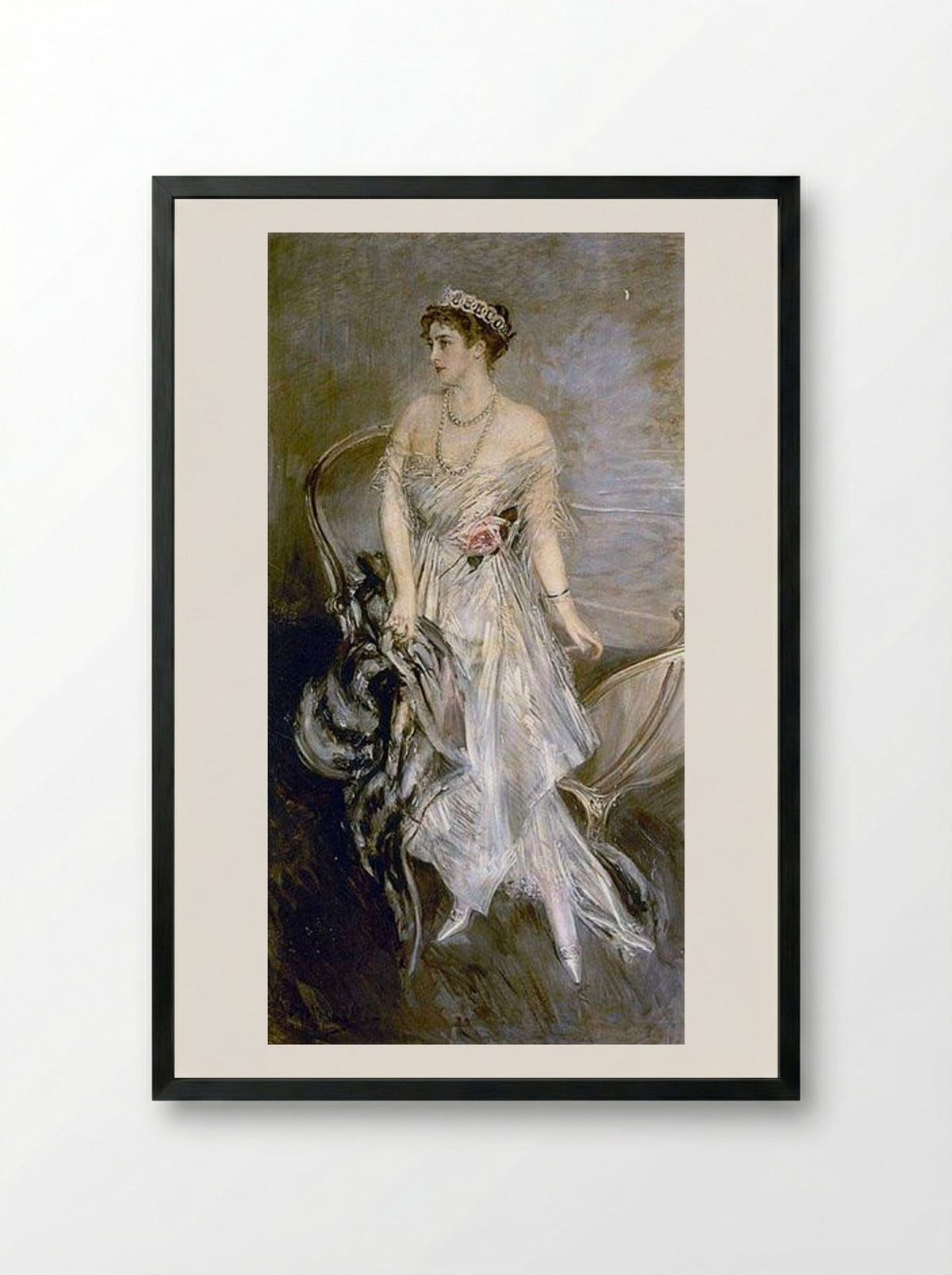 Mrs. Leeds, the later Princess Anastasia of Greece (and Denmark) - Giovanni Boldini - Framed Print Black