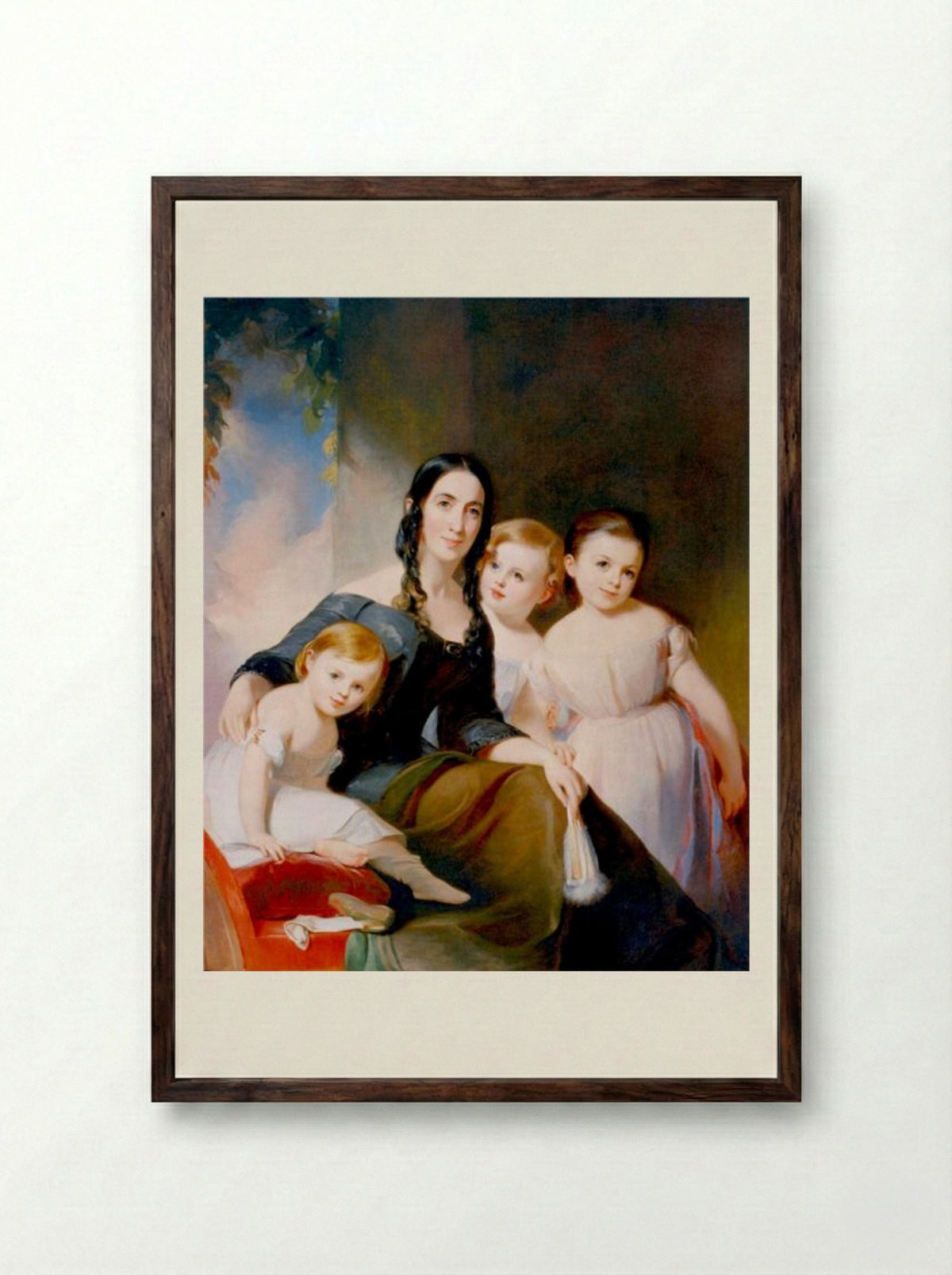 Mrs. James Robb and Her Three Children - Thomas Sully - Framed Print Dark Wood