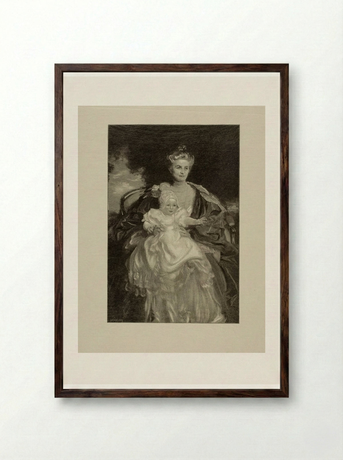 Mrs. Phipps and Her Grandchild - Timothy Cole - Framed Print Dark Wood