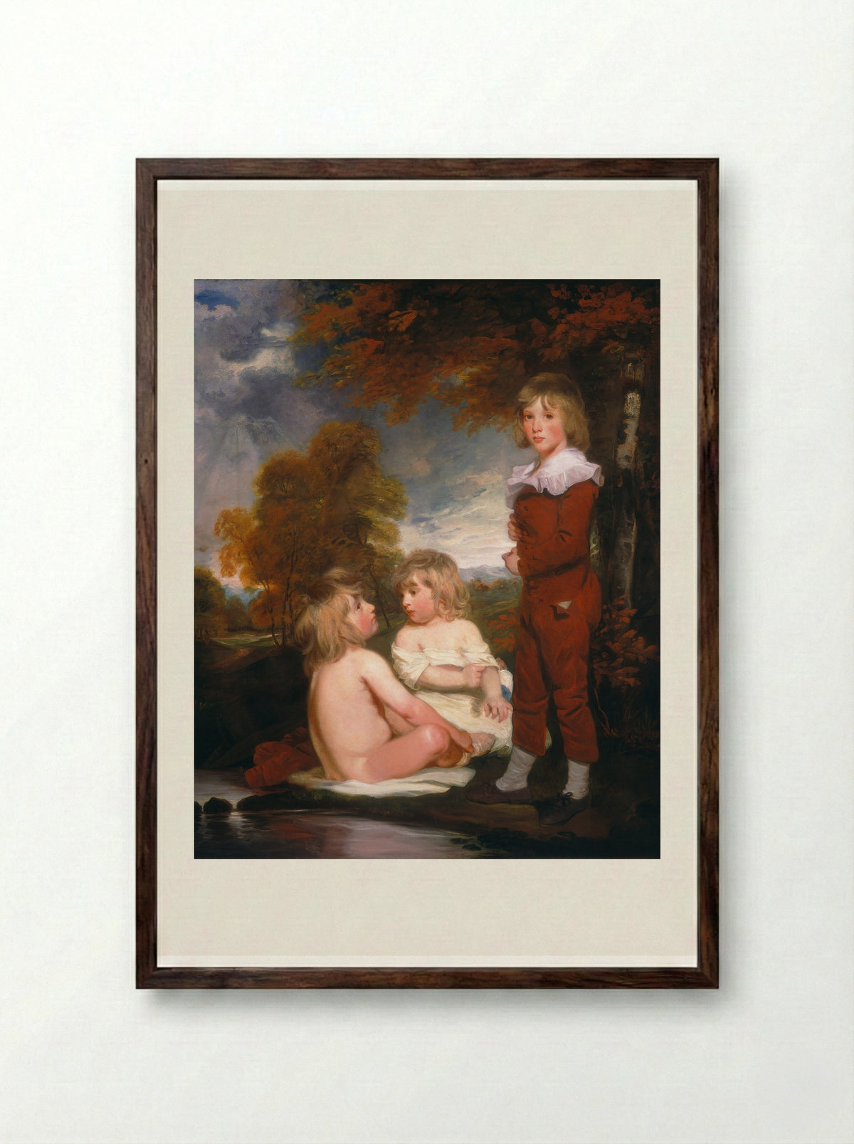 Mrs. John Garden and Her Children - John Hoppner - Framed Print Dark Wood